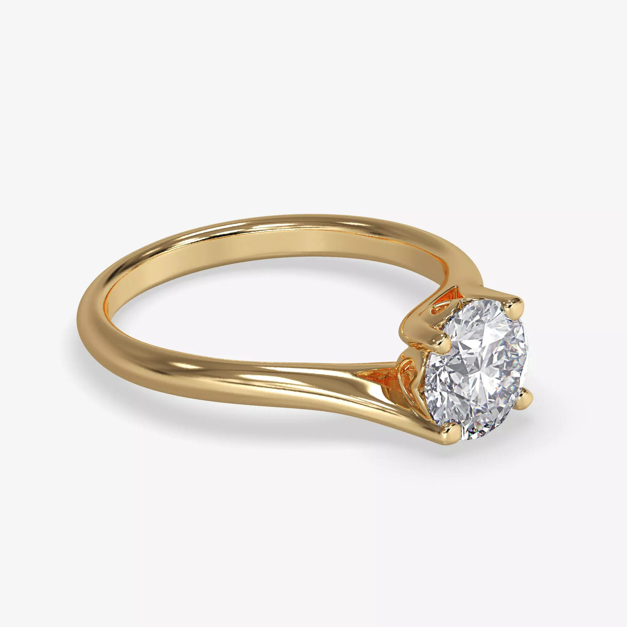 CJ-0100 solitaire engagement ring in rose gold 3D print model
