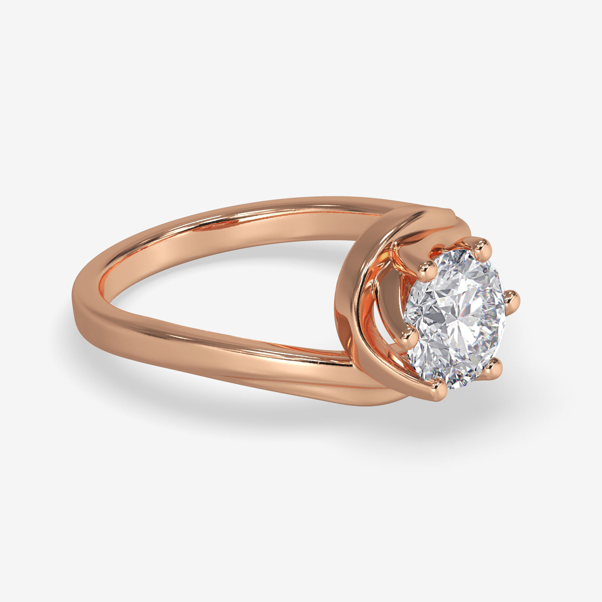 CJ-0099 solitaire engagement ring 3D print model_1