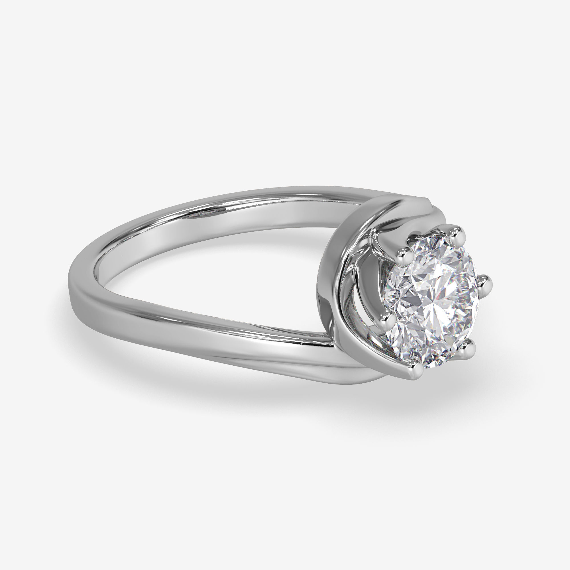 CJ-0099 solitaire engagement ring 3D print model_2