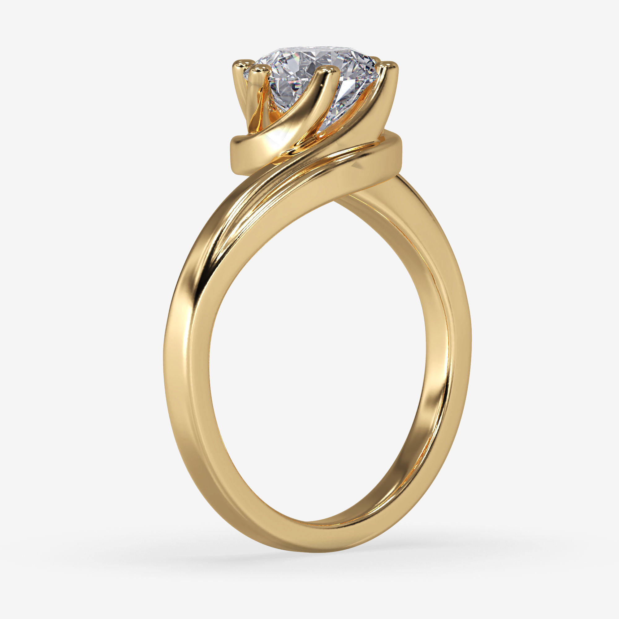 CJ-0099 solitaire engagement ring 3D print model_12