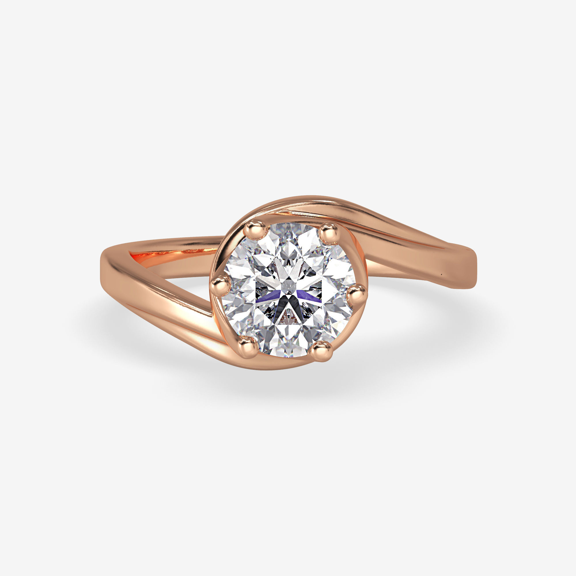 CJ-0099 solitaire engagement ring 3D print model_4