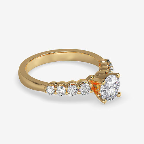 CJ-0097 diamond engagement ring in rose gold 3D print model