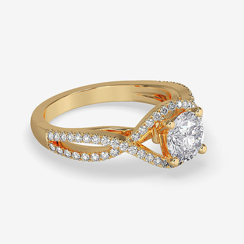 CJ-0096 diamond engagement ring in rose gold 3D print model