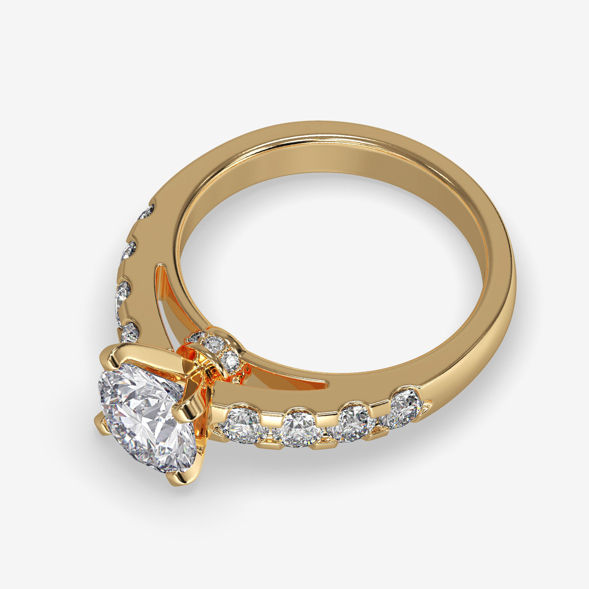 CJ-0087 diamond engagement ring gold 3D print model_11