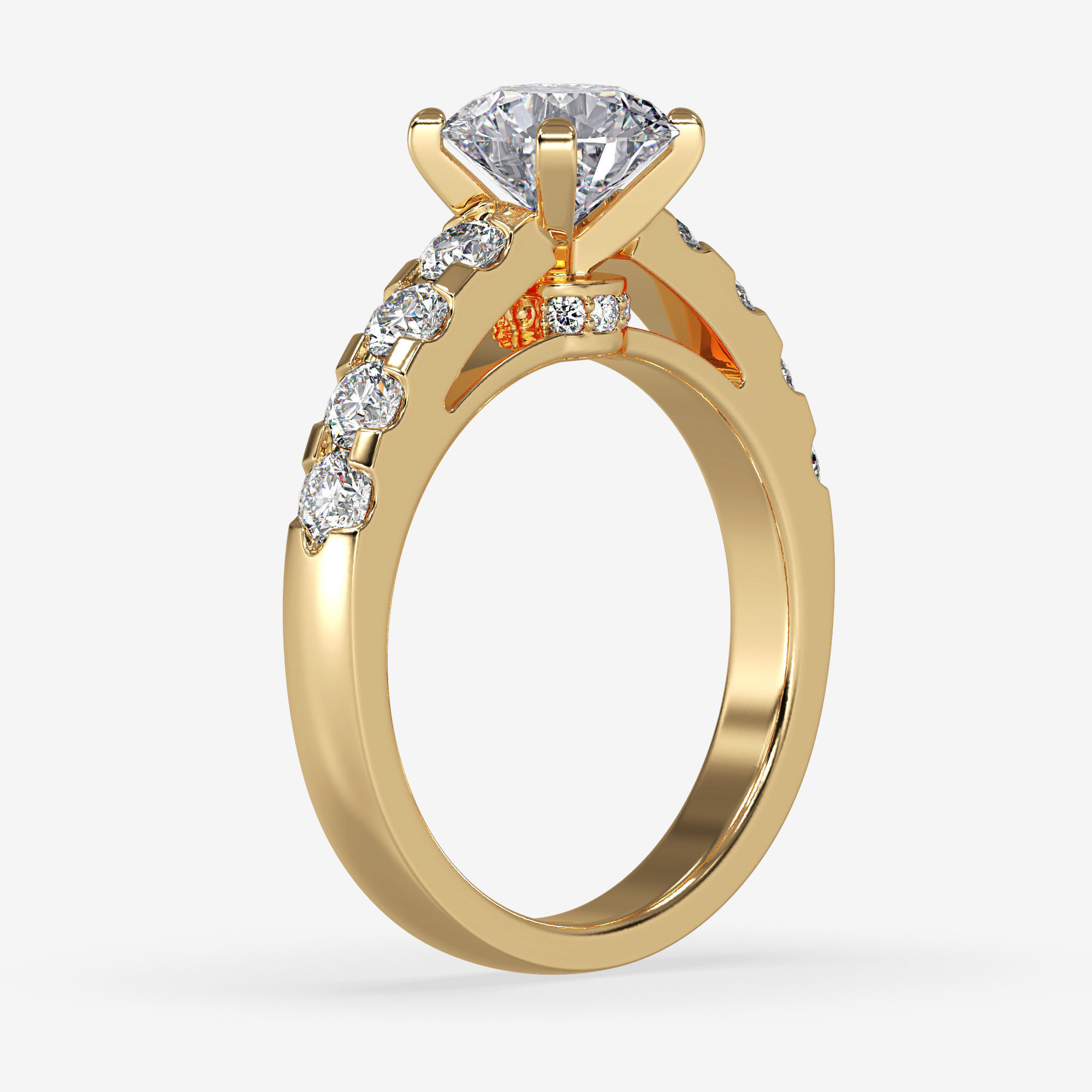 CJ-0087 diamond engagement ring gold 3D print model_12