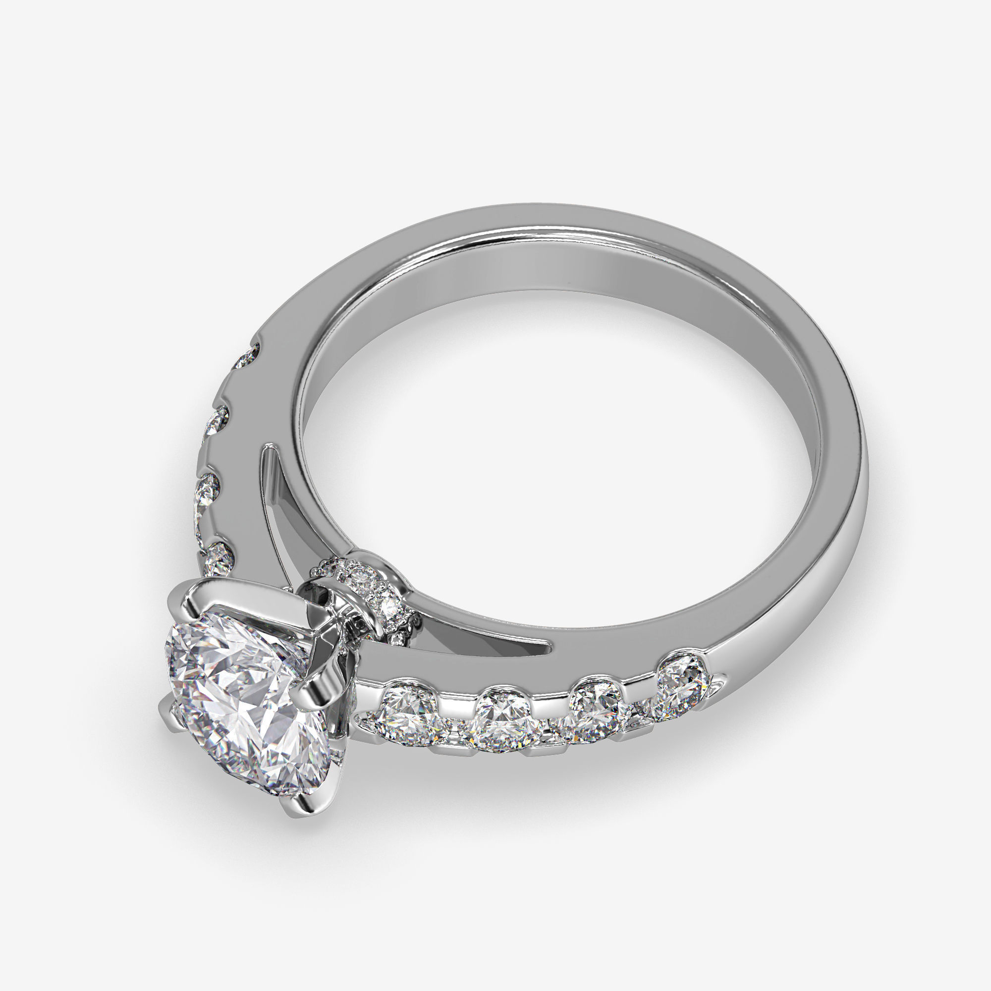 CJ-0087 diamond engagement ring gold 3D print model_8