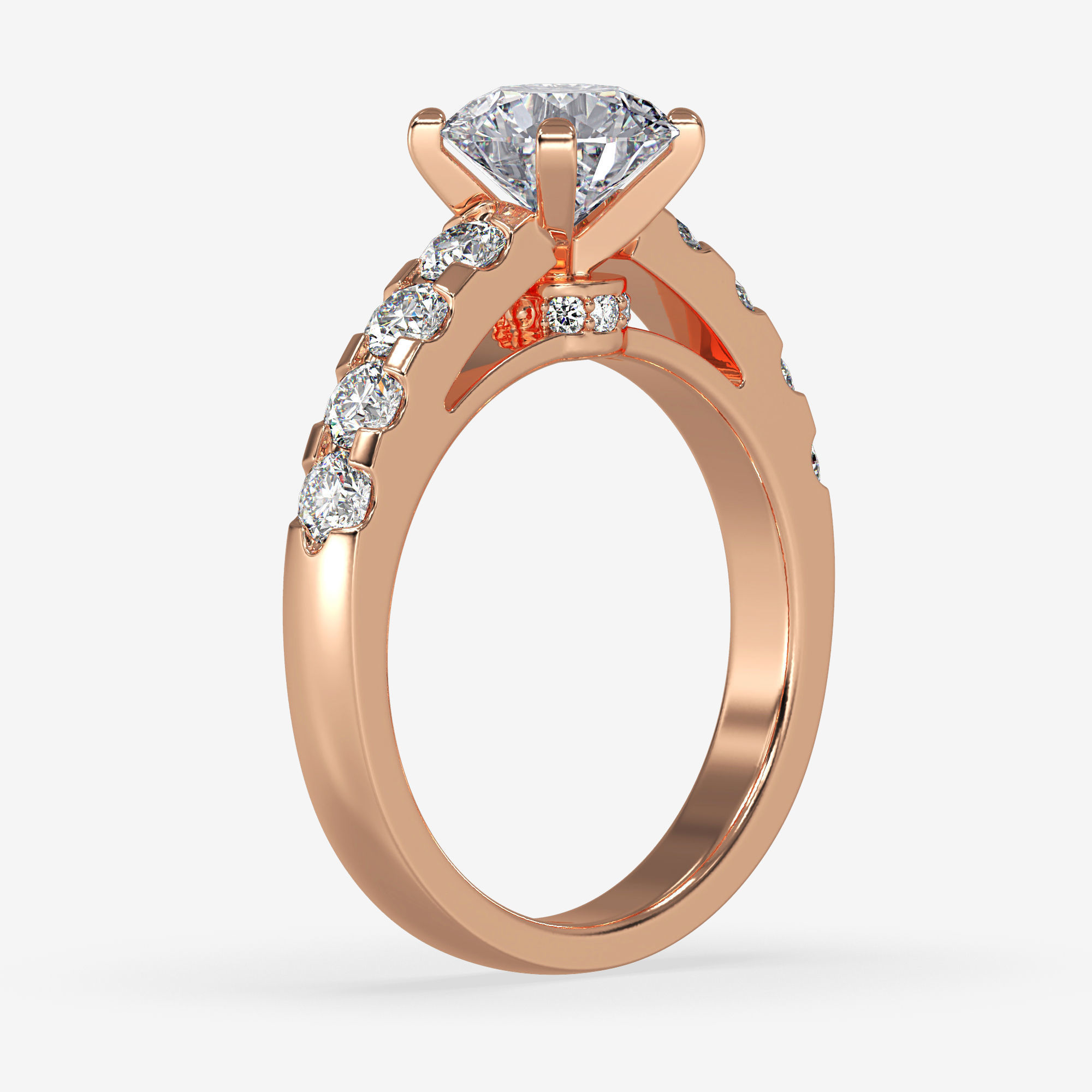 CJ-0087 diamond engagement ring gold 3D print model_6