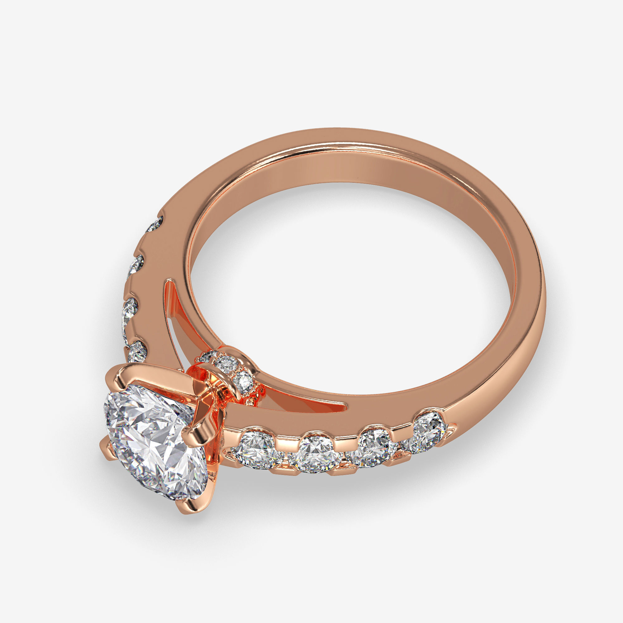 CJ-0087 diamond engagement ring gold 3D print model_5