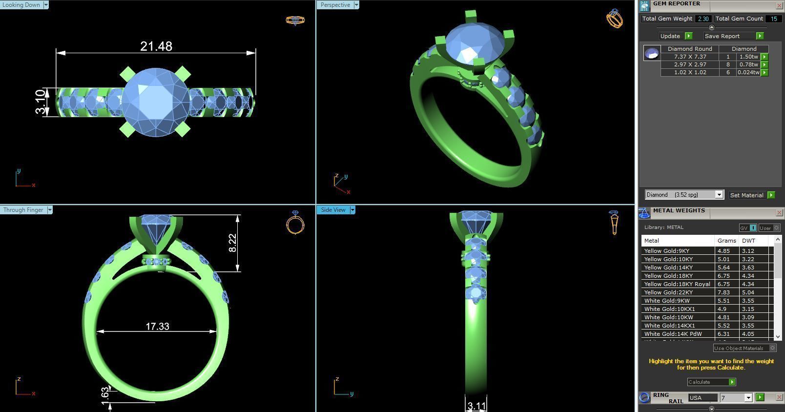 CJ-0087 diamond engagement ring gold 3D print model_3
