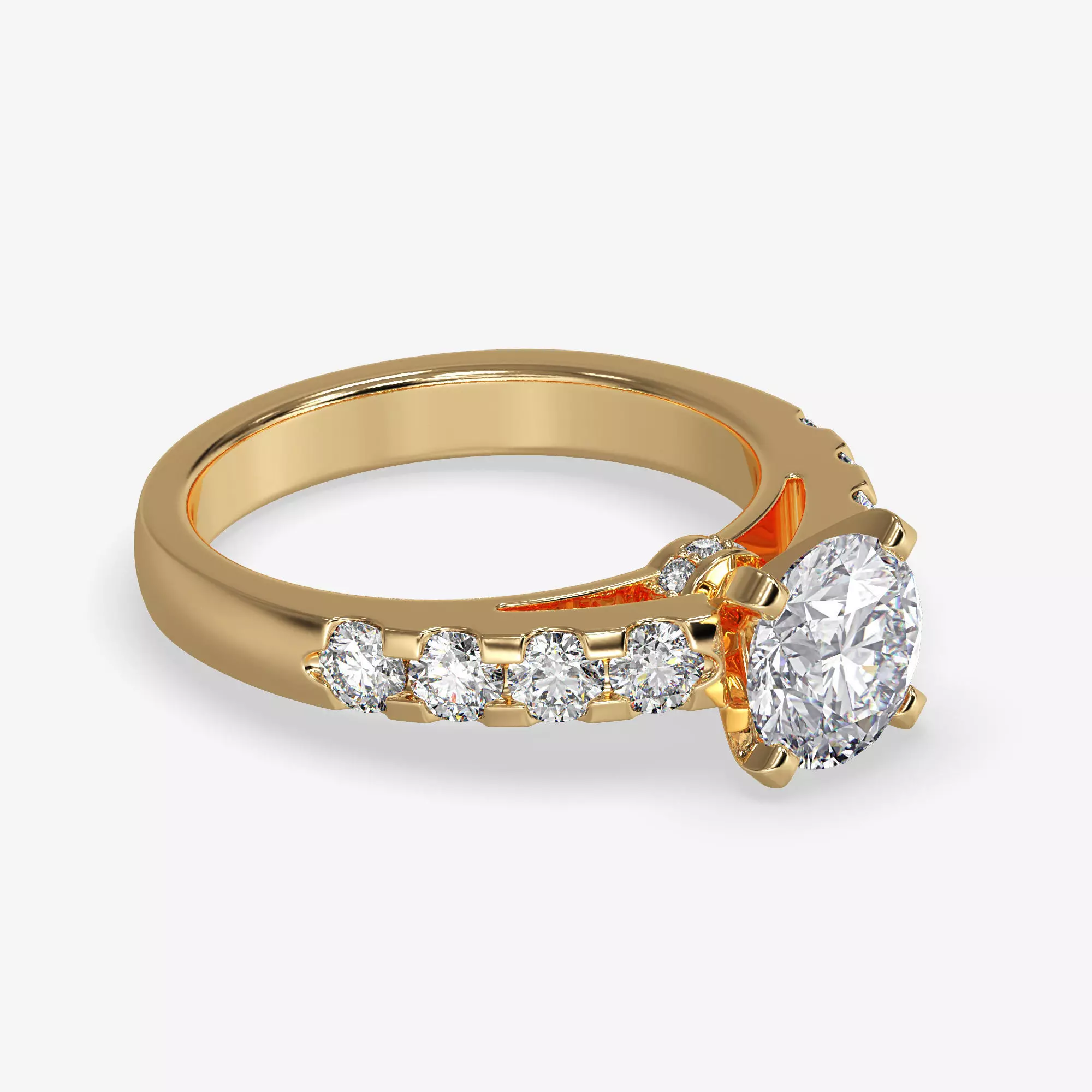 CJ-0087 diamond engagement ring gold 3D print model_0