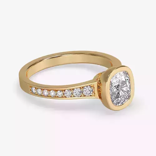 CJ-0085 gold engagement ring with cushion cut diamond