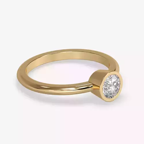 CJ-0083 gold ring with round diamond