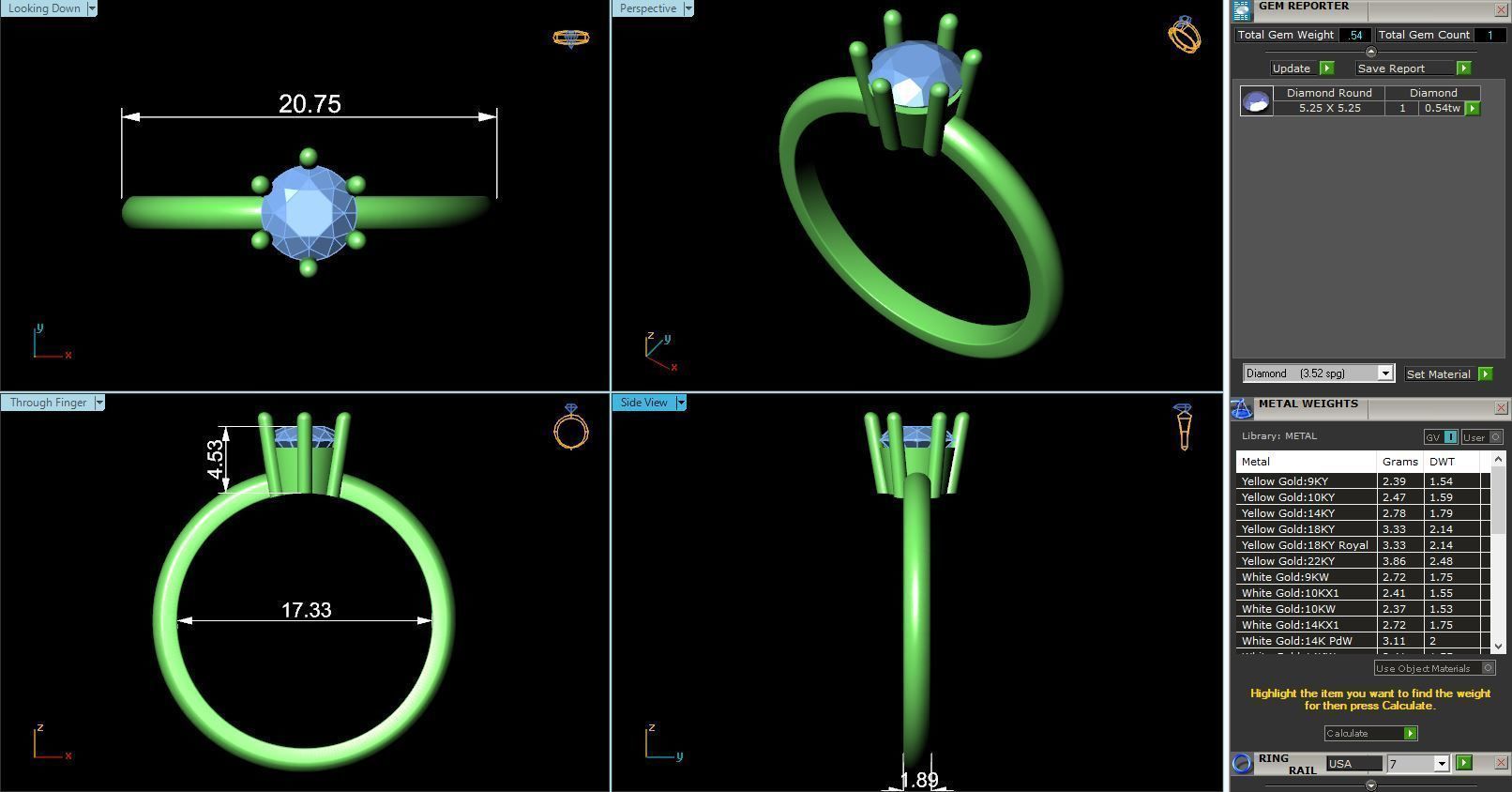 CJ-0082 engagement ring gold 3D print model_3