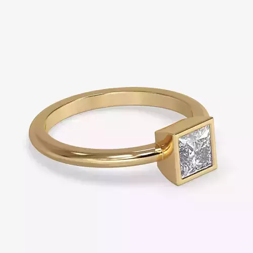 CJ-0081 gold ring with princess cut diamond