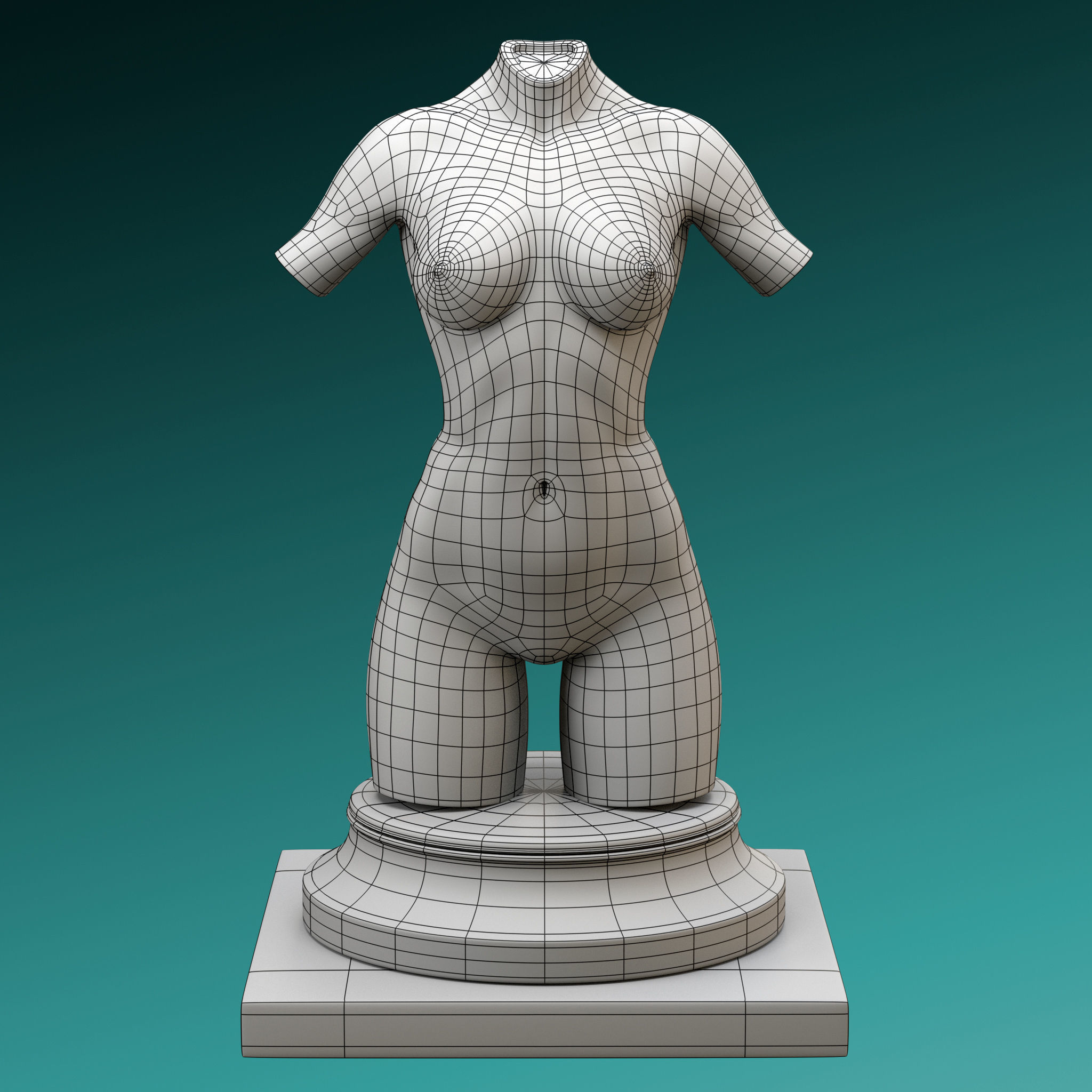 Set of 3 female figures Low-poly 3D model_27