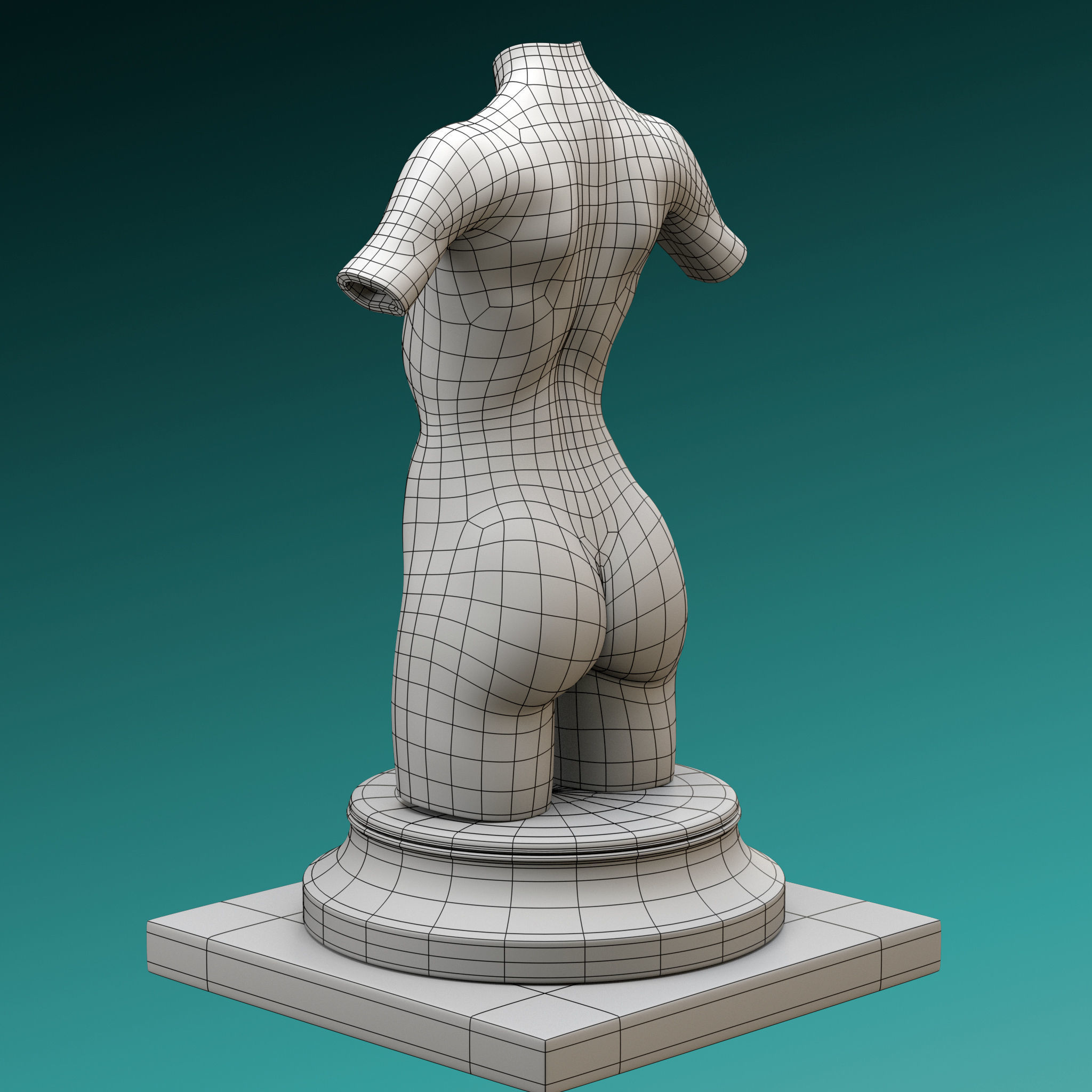 Set of 3 female figures Low-poly 3D model_29