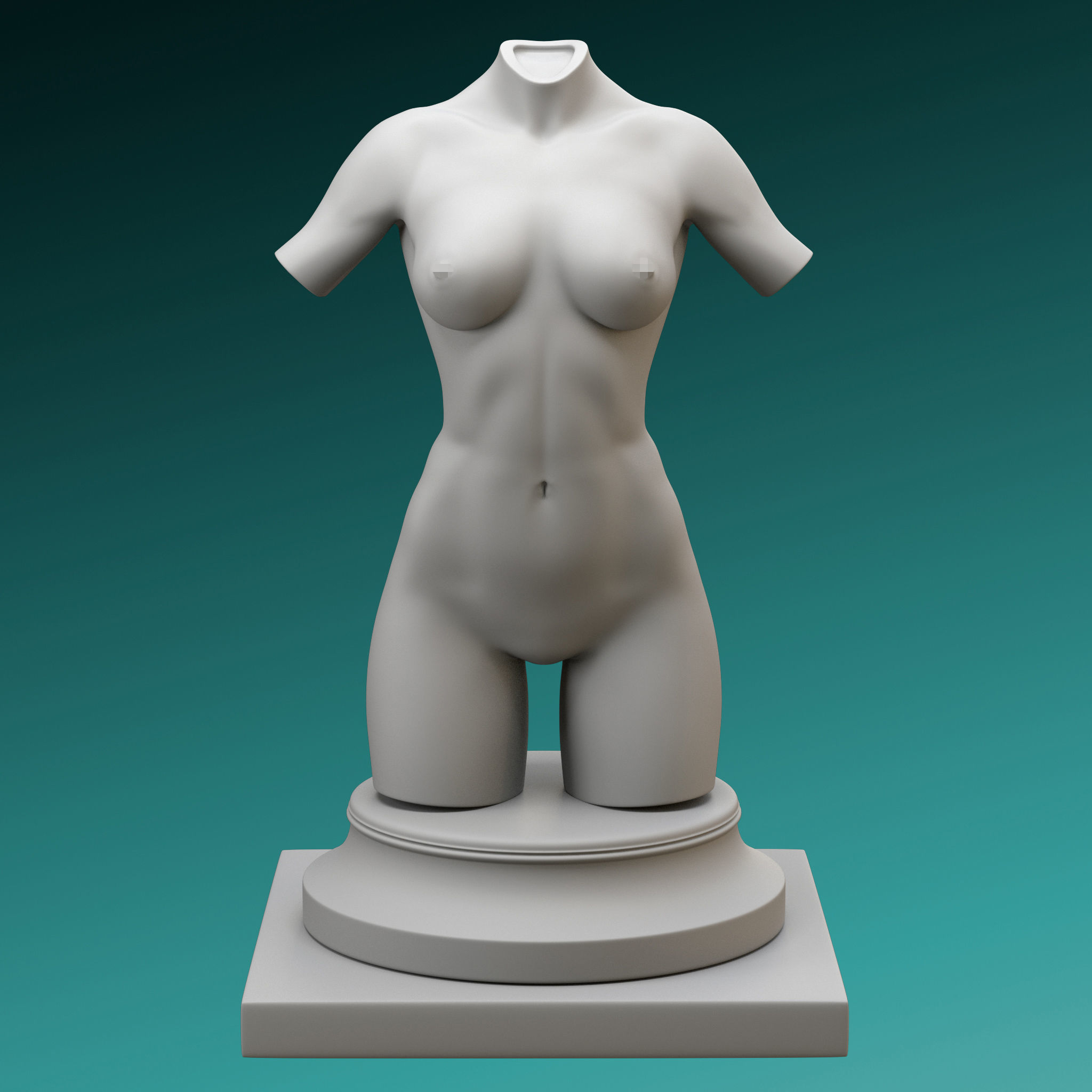 Set of 3 female figures Low-poly 3D model_23