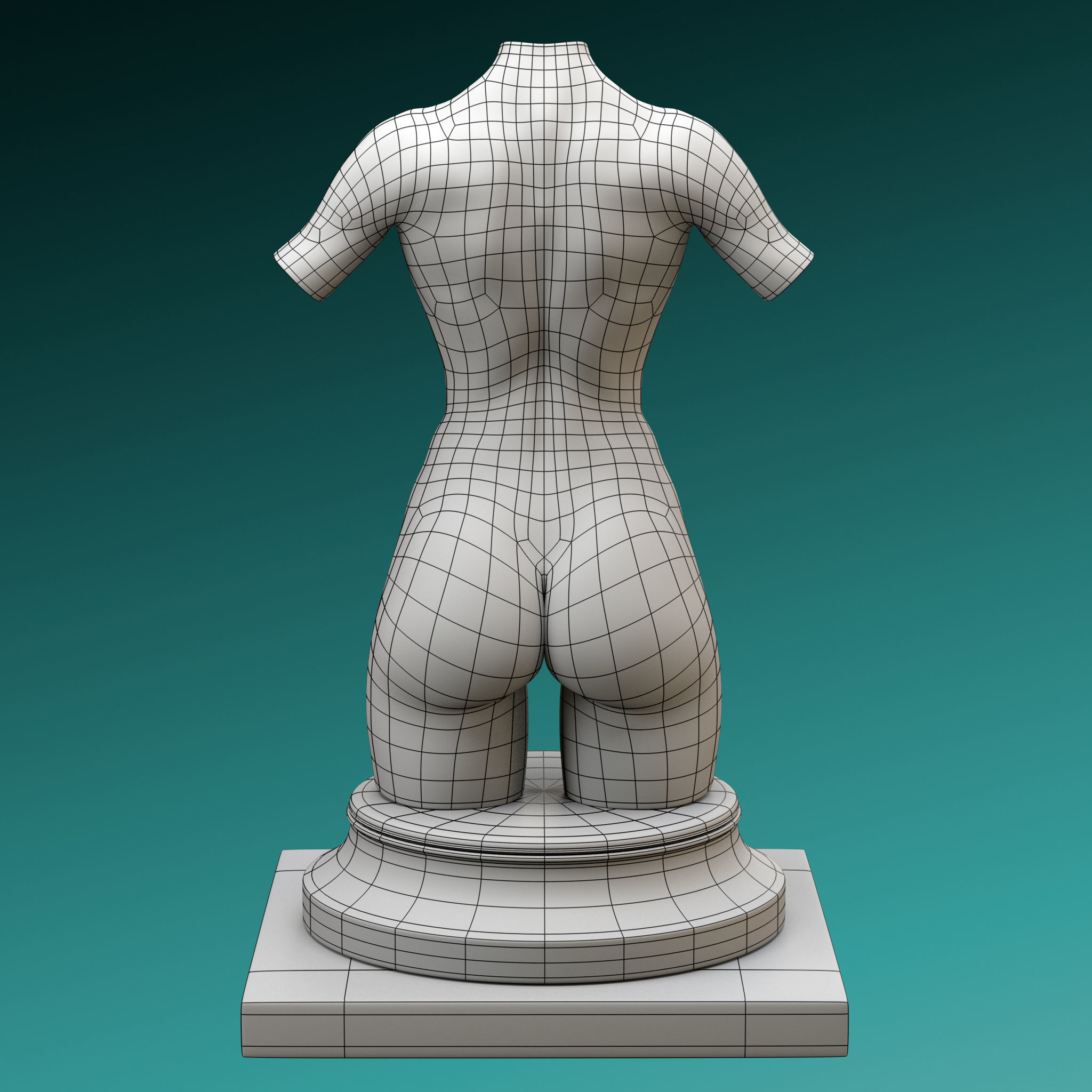 Set of 3 female figures Low-poly 3D model_21