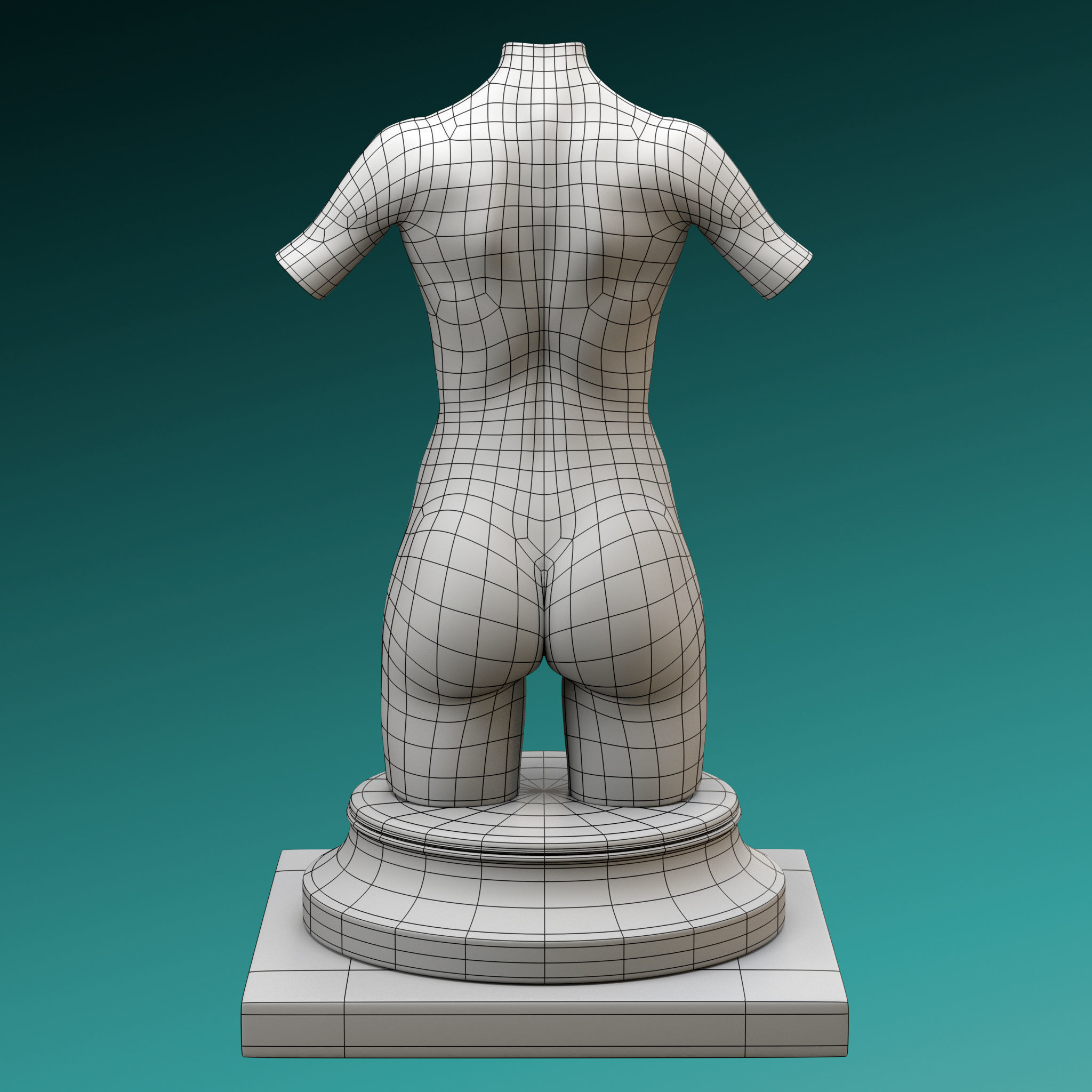 Set of 3 female figures Low-poly 3D model_30