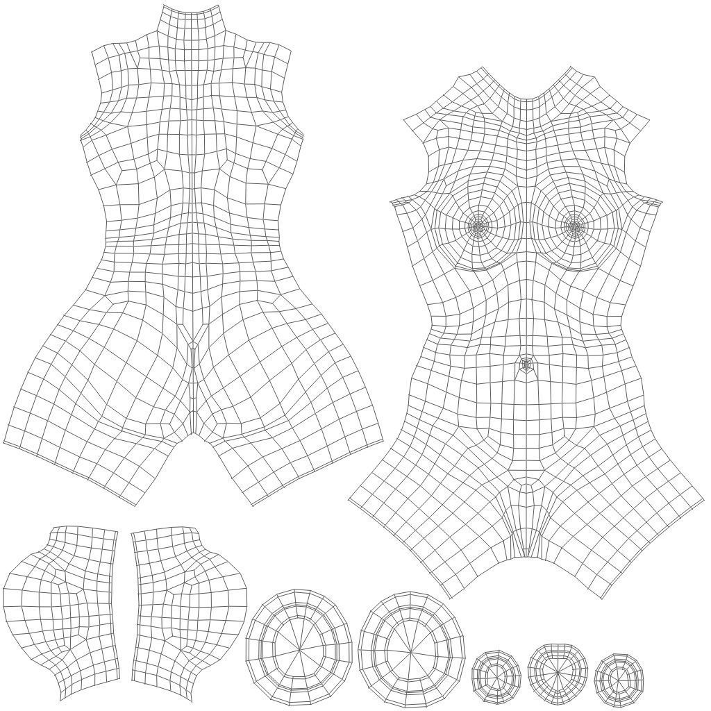 Set of 3 female figures Low-poly 3D model_8