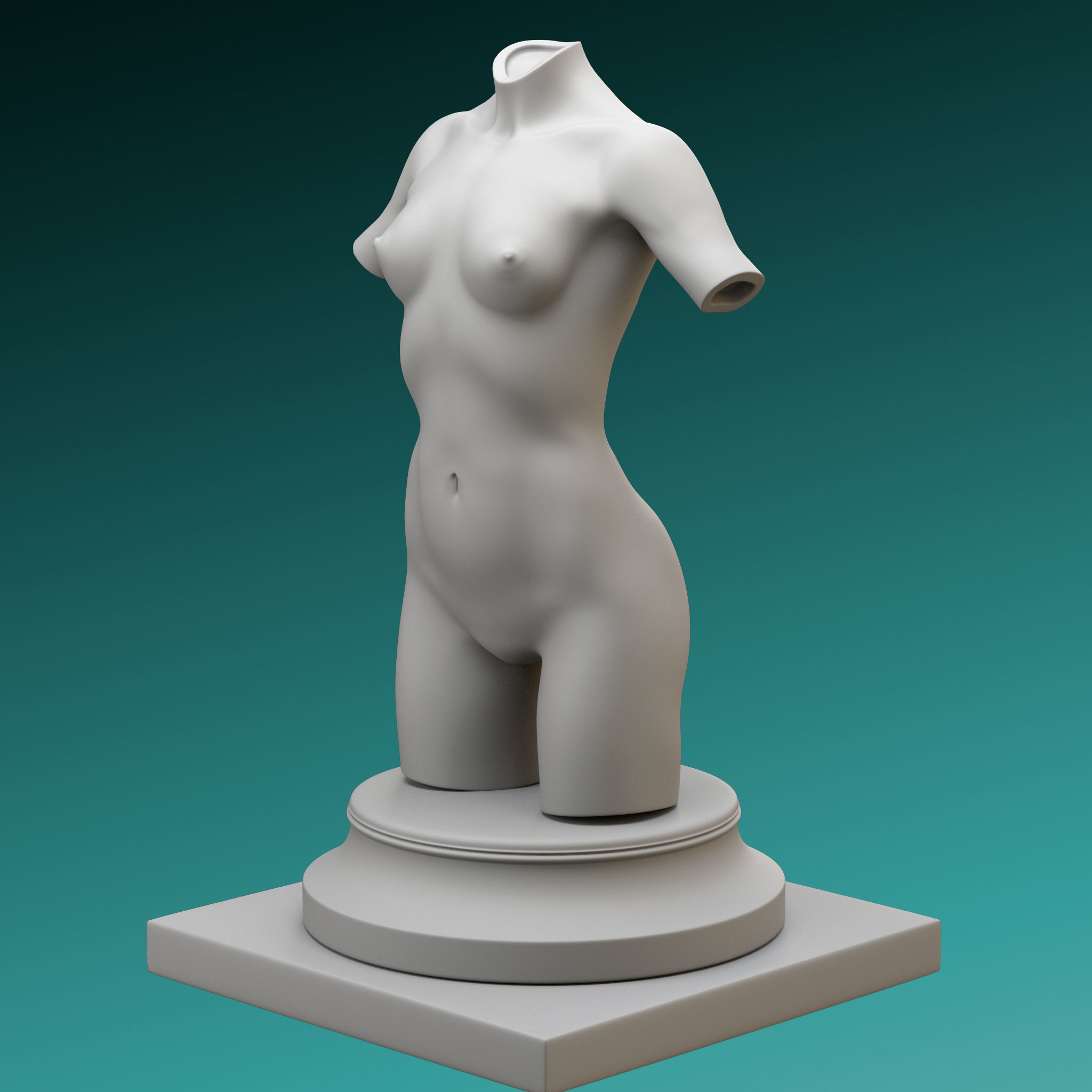 Set of 3 female figures Low-poly 3D model_32
