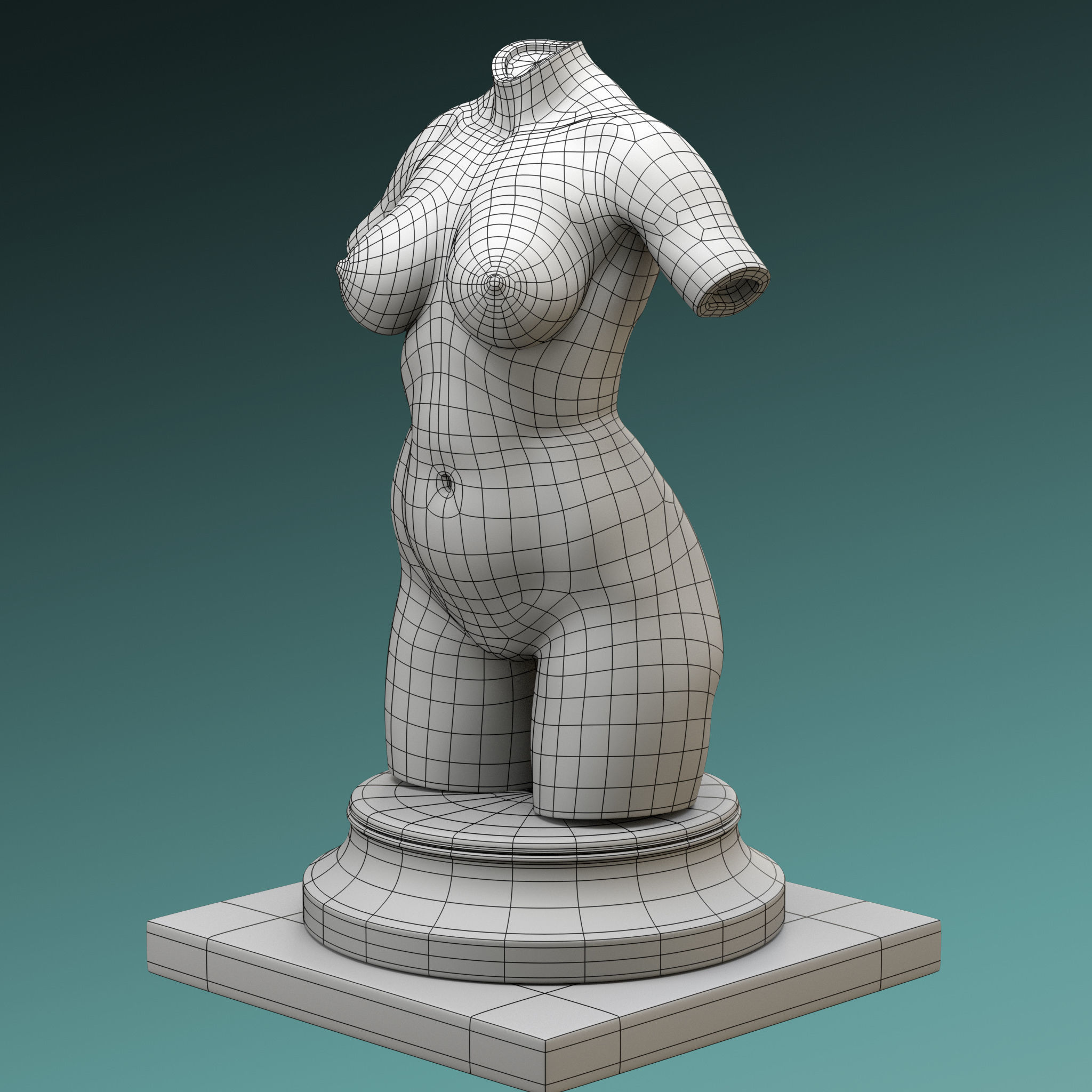 Set of 3 female figures Low-poly 3D model_10