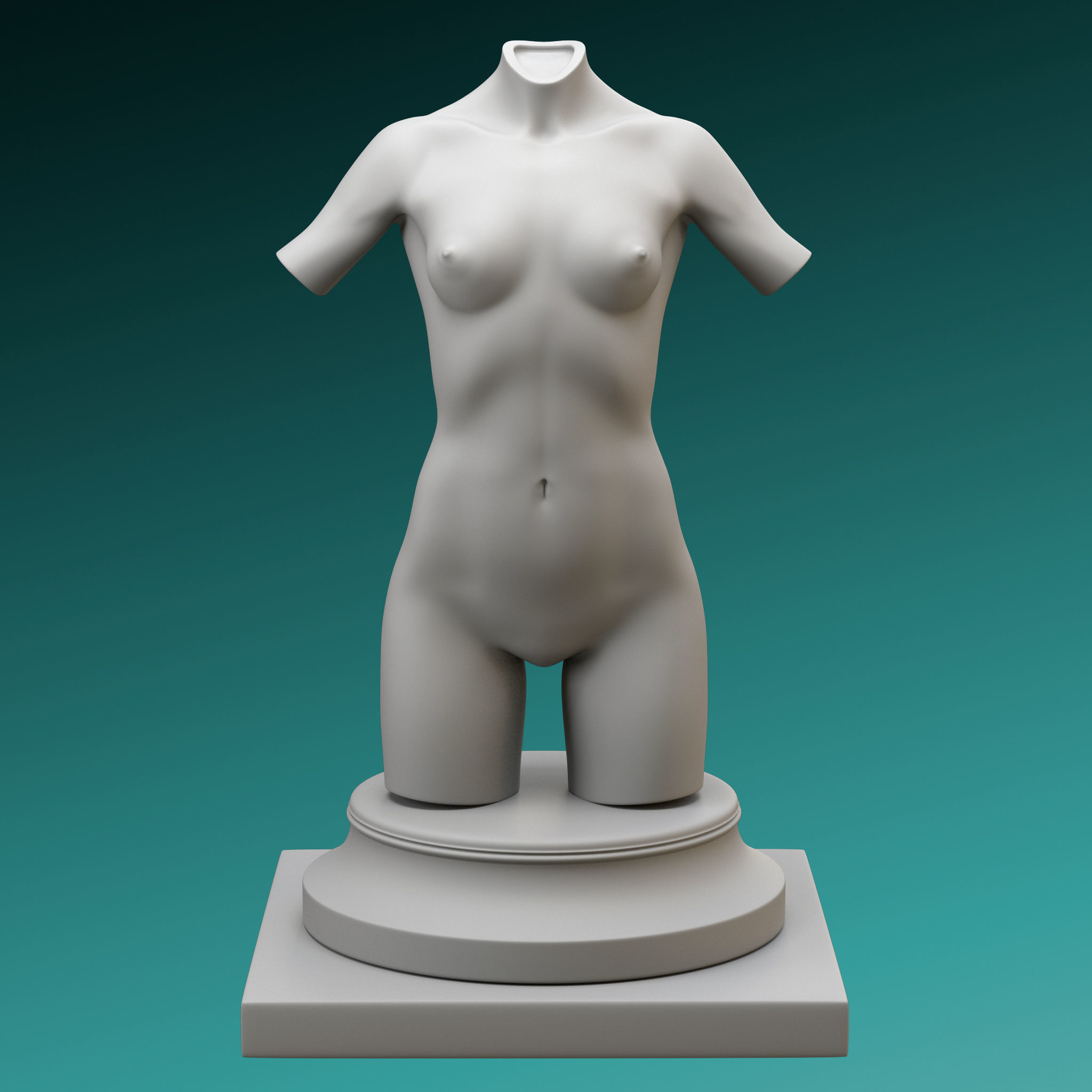 Set of 3 female figures Low-poly 3D model_31