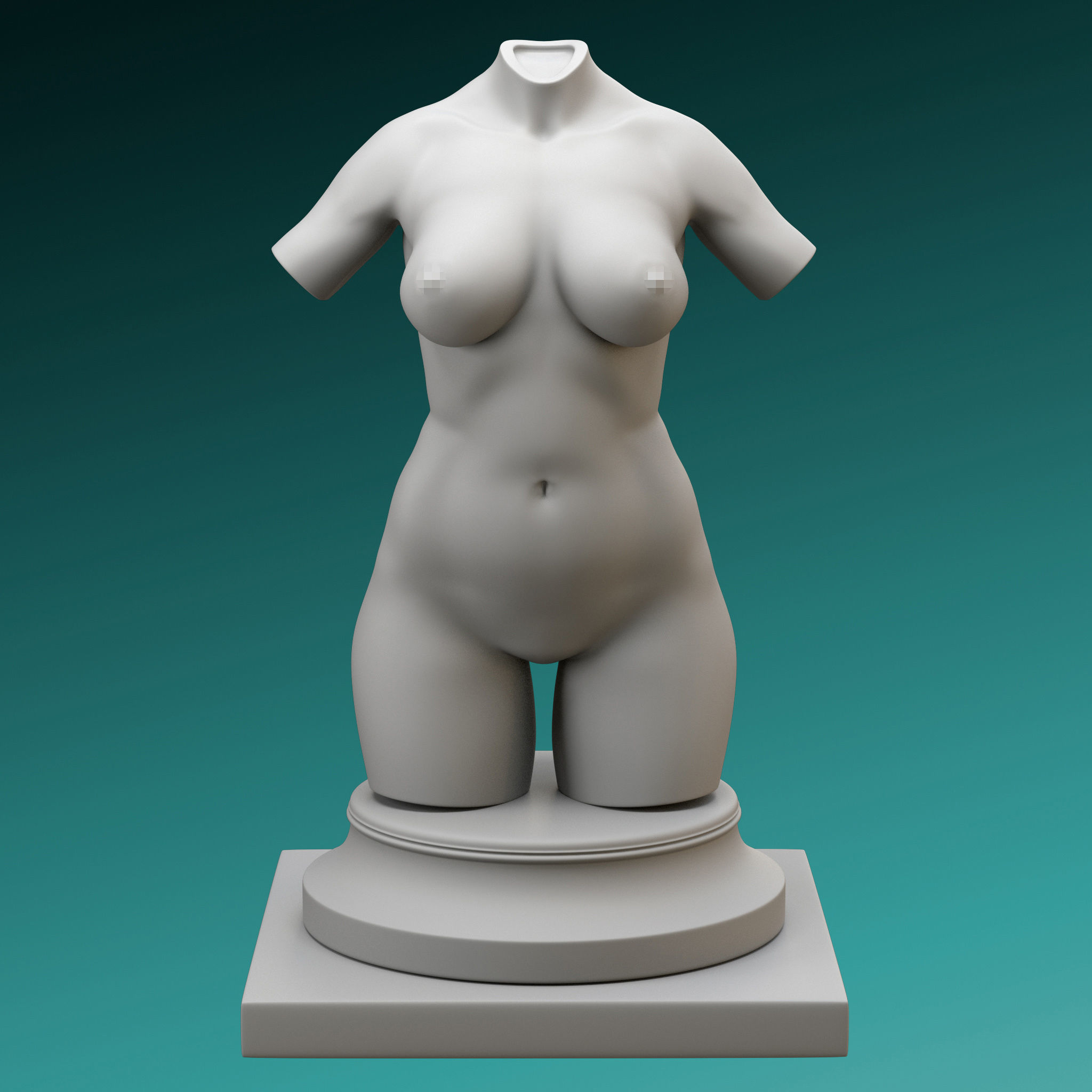 Set of 3 female figures Low-poly 3D model_14