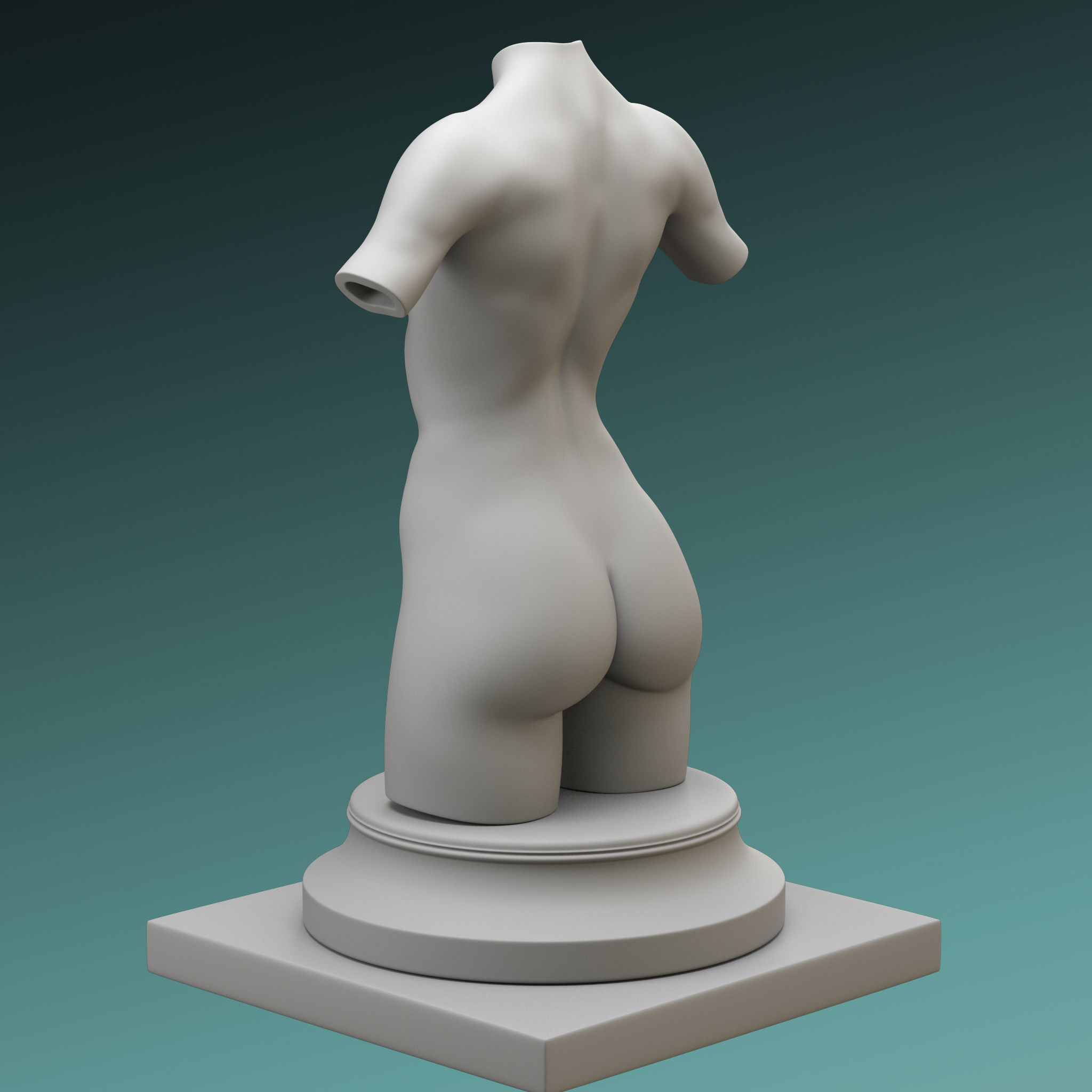 Set of 3 female figures Low-poly 3D model_25
