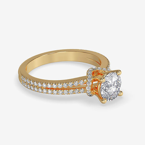 CJ-0079 rose gold engagement ring with diamonds 3D print model