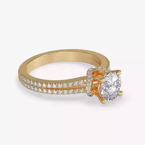 CJ-0079 rose gold engagement ring with diamonds 3D print model
