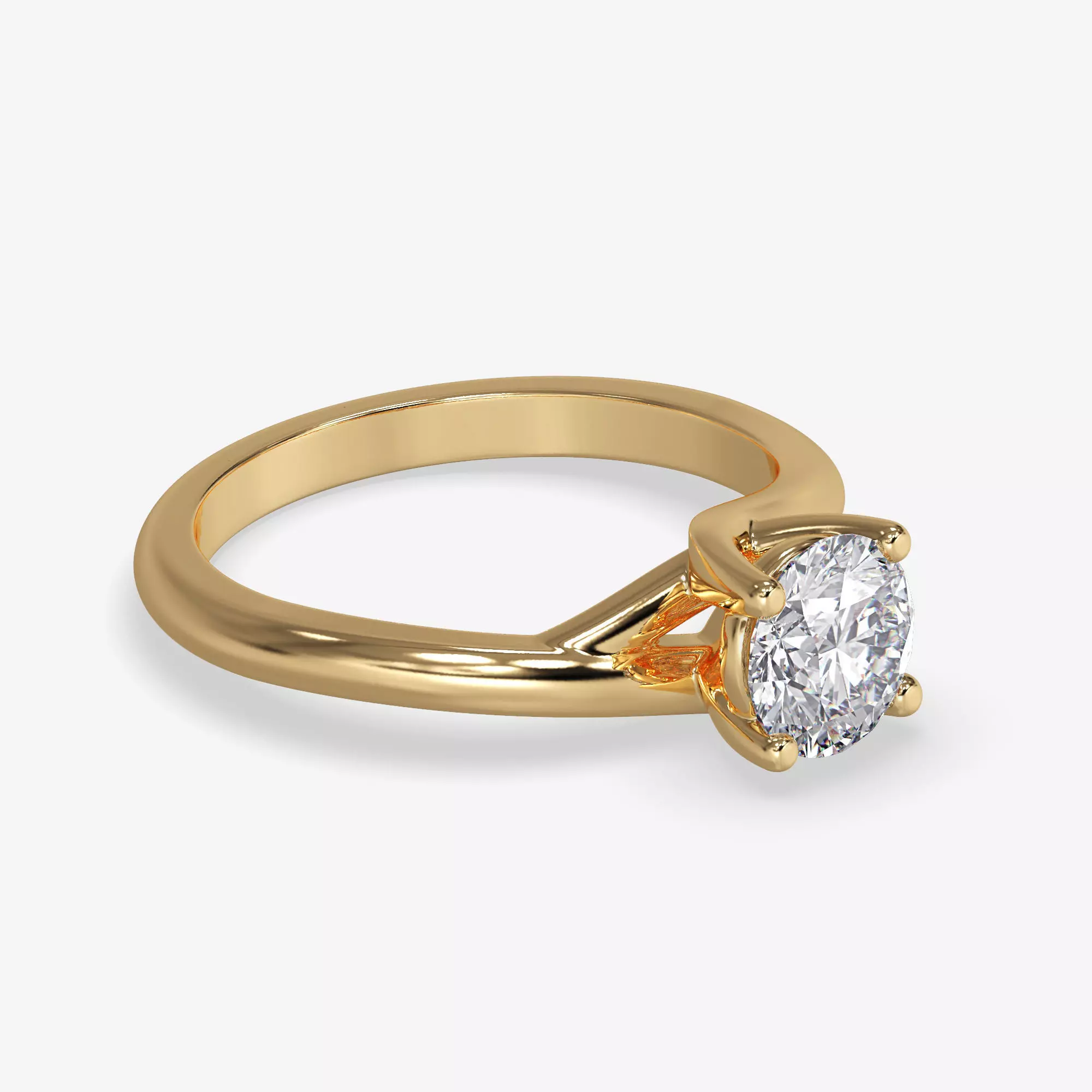 CJ-0078 solitaire engagement ring gold 3D print model_0