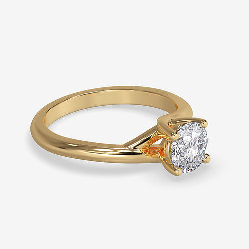 CJ-0078 solitaire engagement ring gold 3D print model