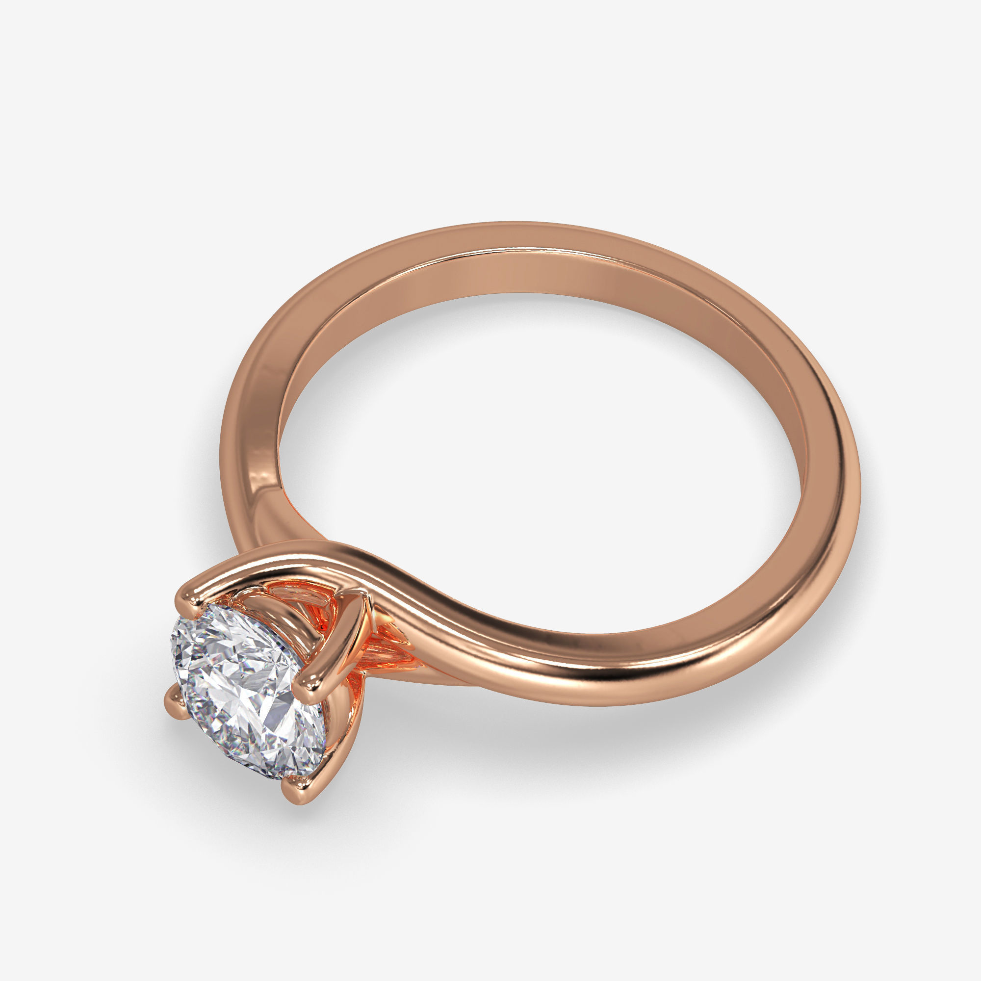 CJ-0078 solitaire engagement ring gold 3D print model_5
