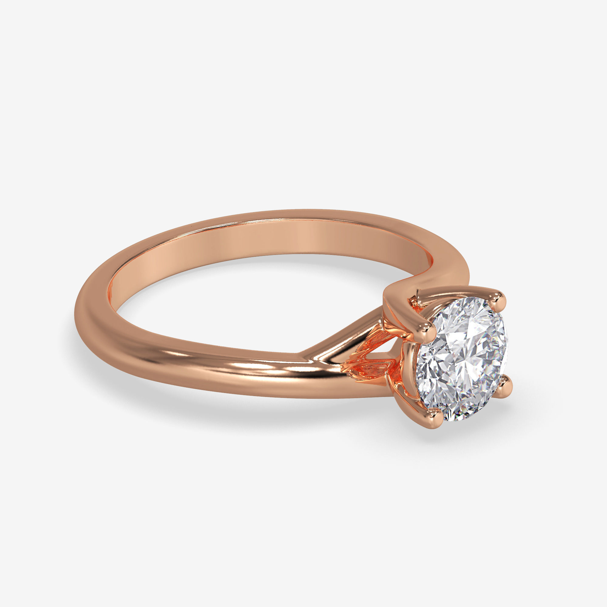 CJ-0078 solitaire engagement ring gold 3D print model_1