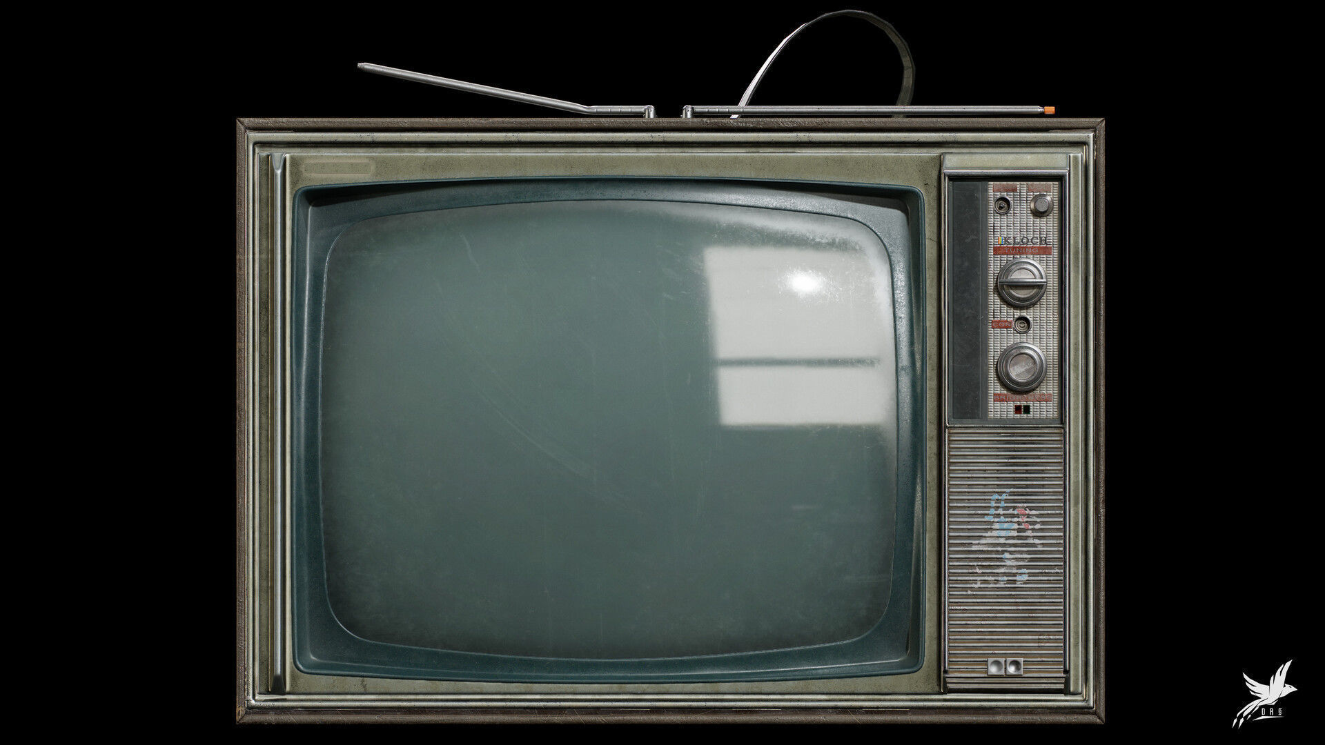 Old tv Low-poly 3D model_3