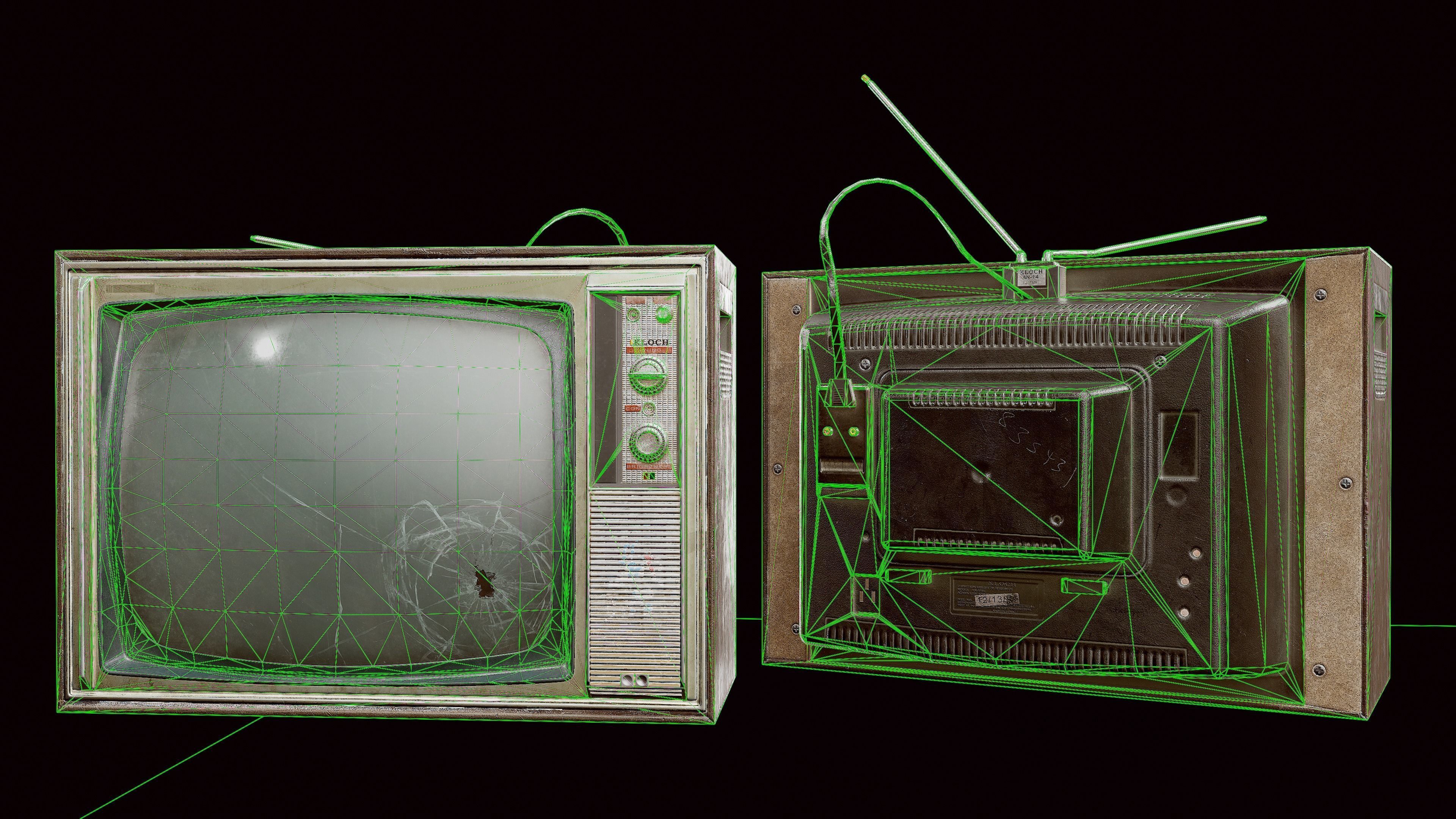 Old tv Low-poly 3D model_14