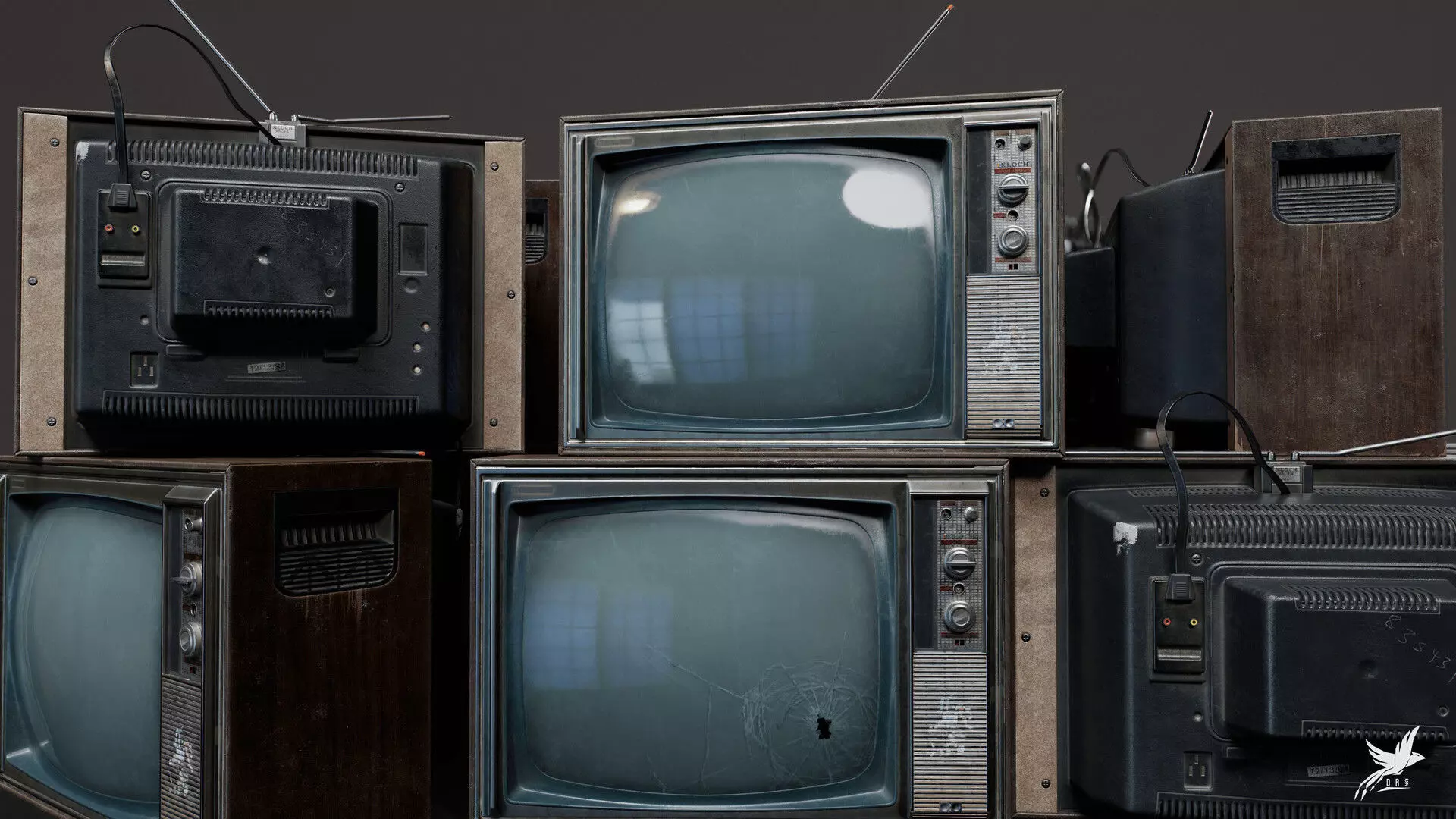 Old tv Low-poly 3D model_0