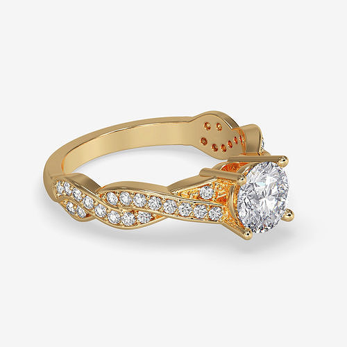 CJ-0077 engagement ring in rose gold 3D print model