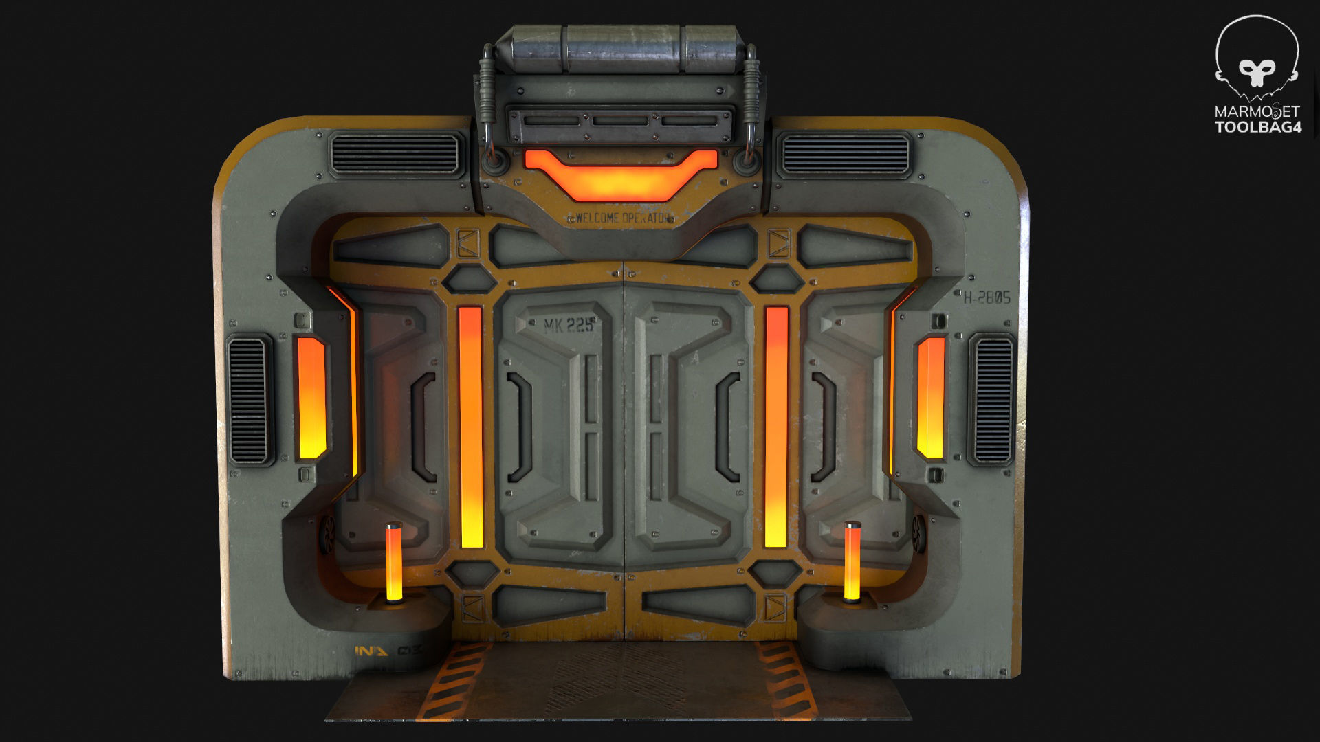 Sci-Fi Door v2 Low-poly 3D model_15