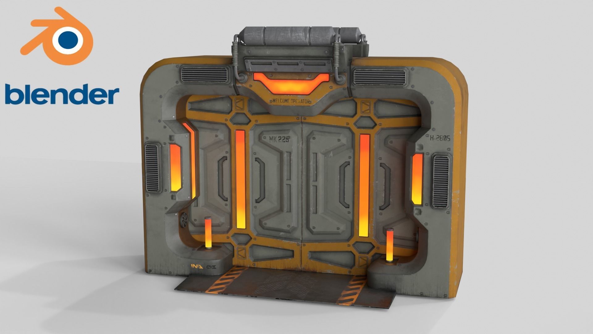 Sci-Fi Door v2 Low-poly 3D model_4