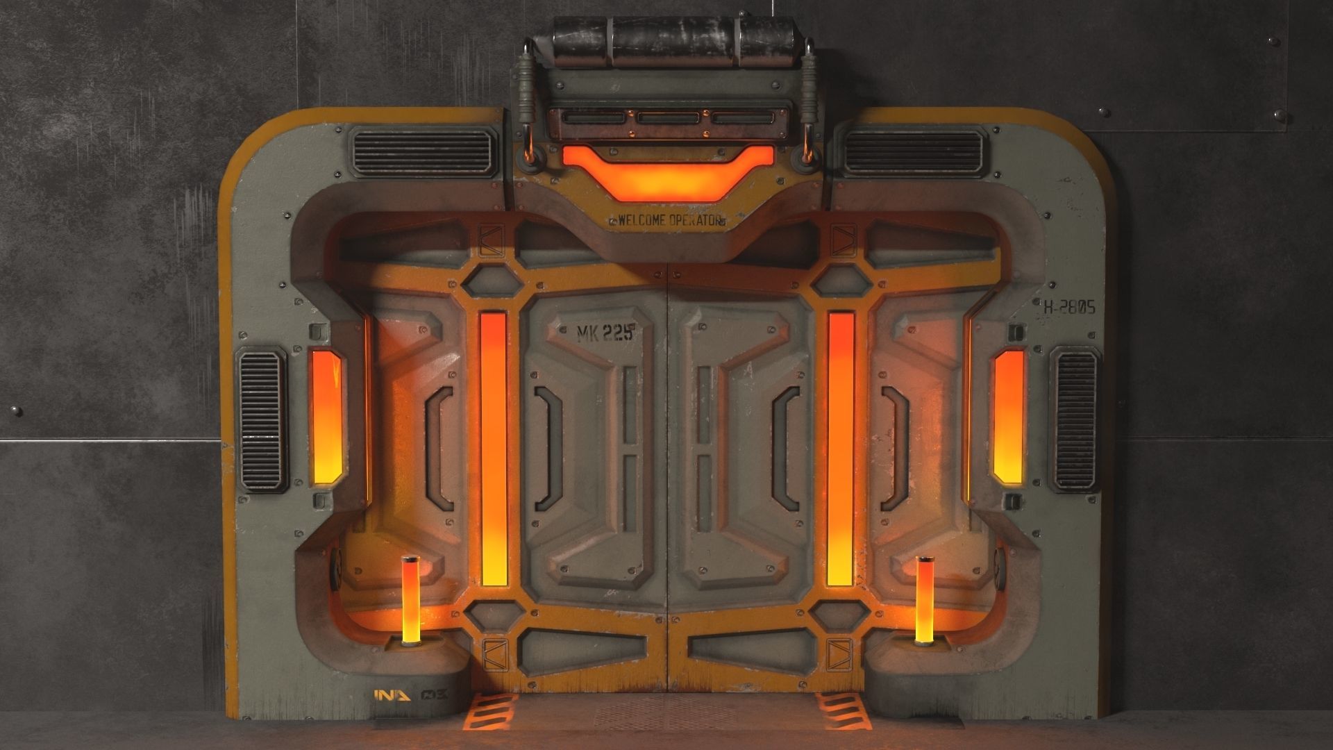 Sci-Fi Door v2 Low-poly 3D model_3