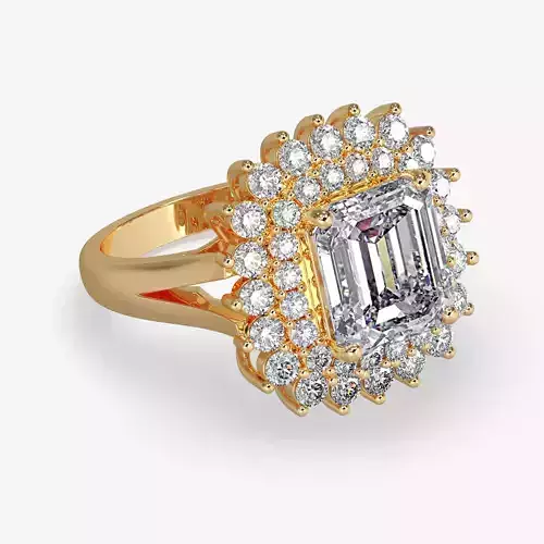 GG-0021 emerald cut diamond ring in rose gold