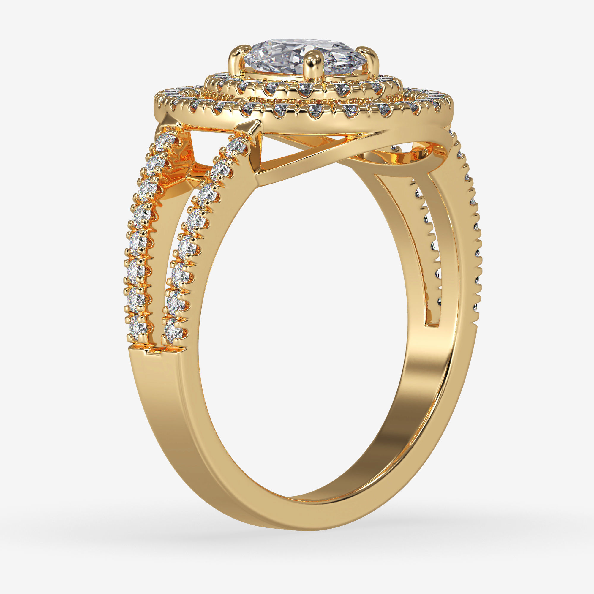 GG-0020 halo diamond ring in rose gold 3D print model_12