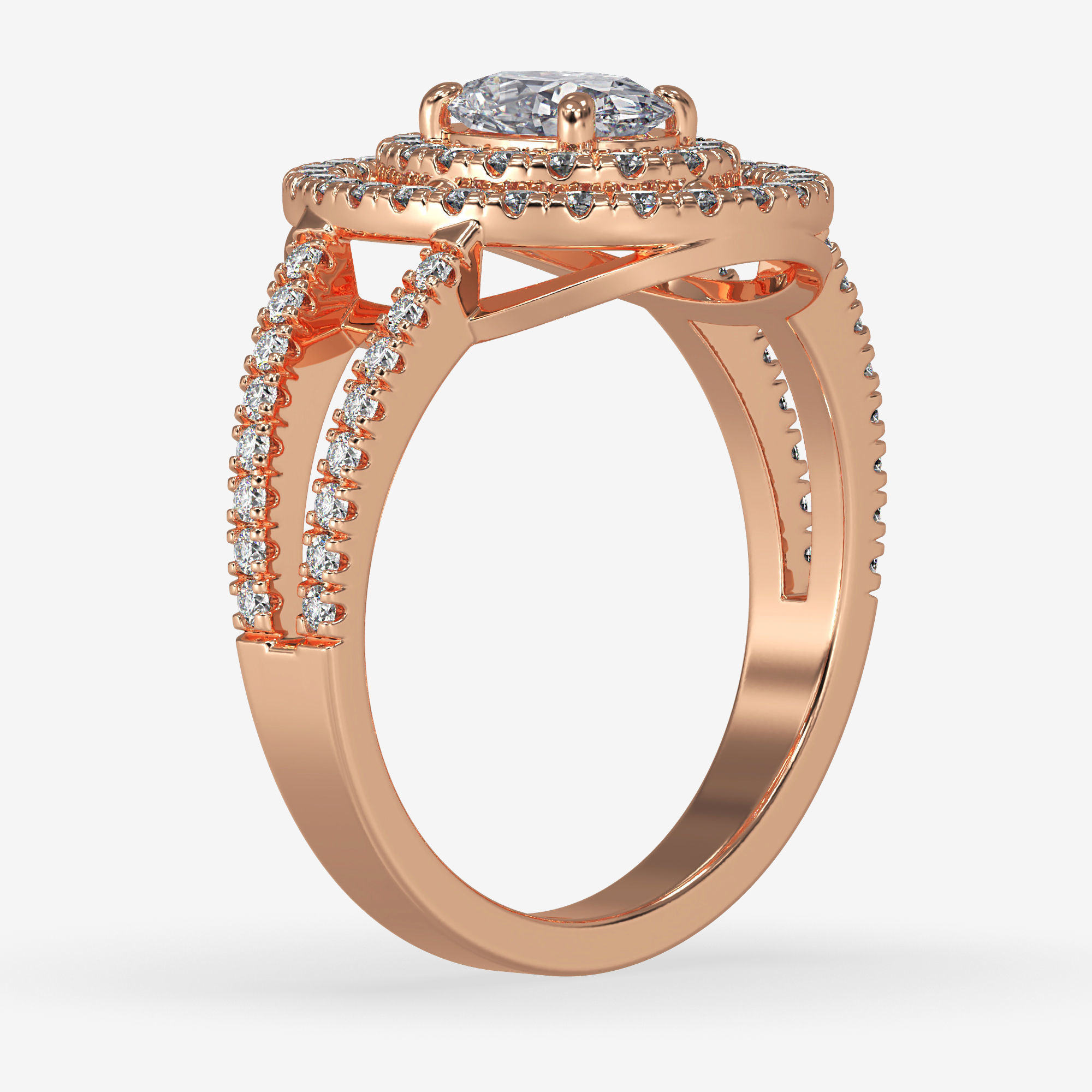 GG-0020 halo diamond ring in rose gold 3D print model_6