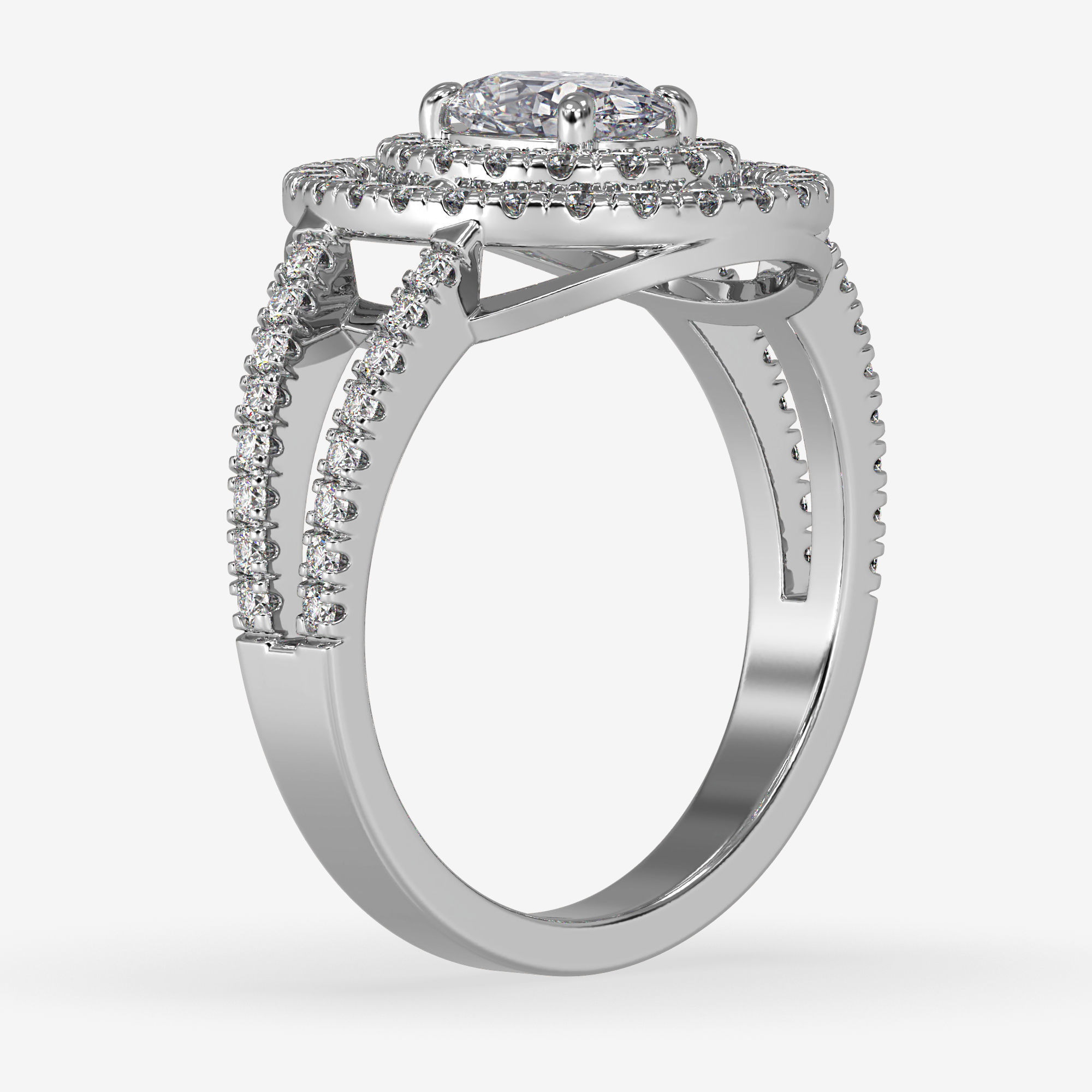 GG-0020 halo diamond ring in rose gold 3D print model_9