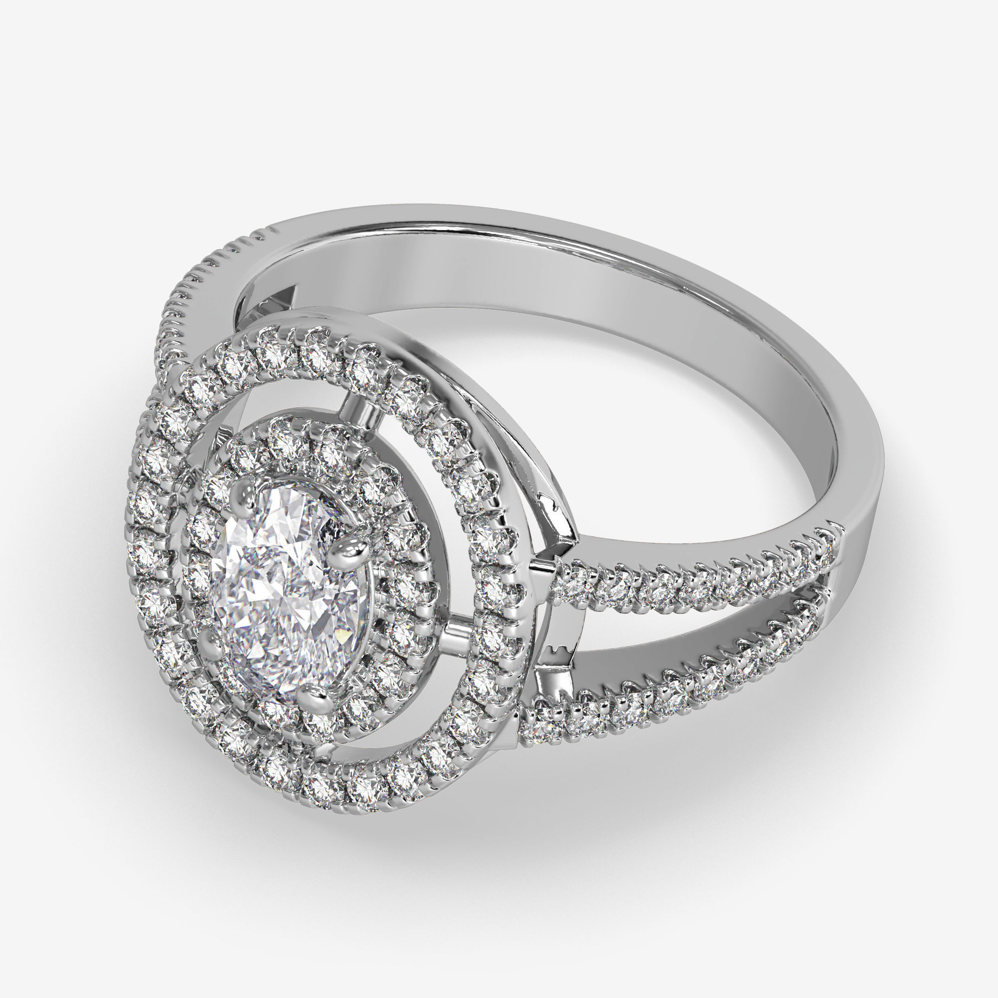 GG-0020 halo diamond ring in rose gold 3D print model_8