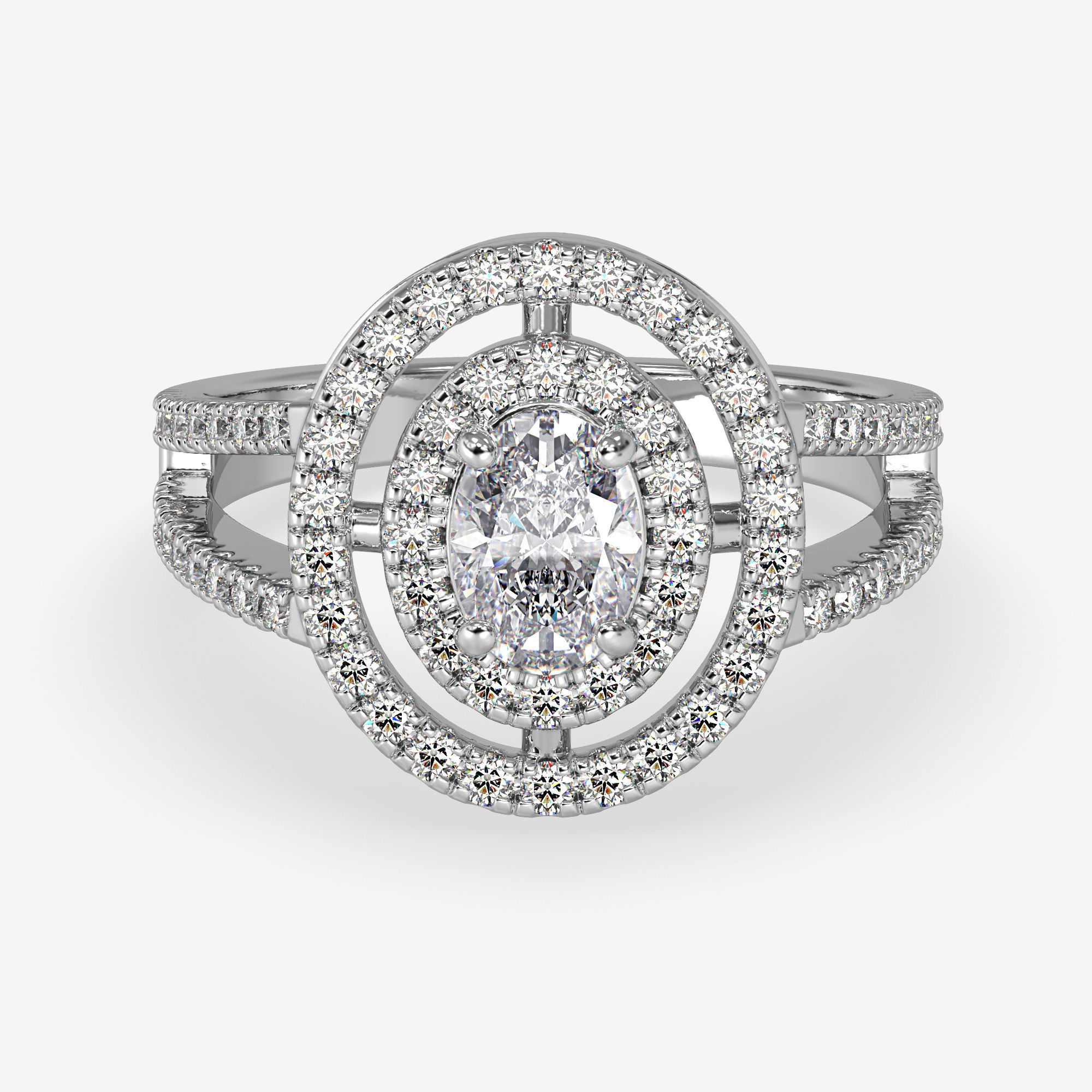 GG-0020 halo diamond ring in rose gold 3D print model_7