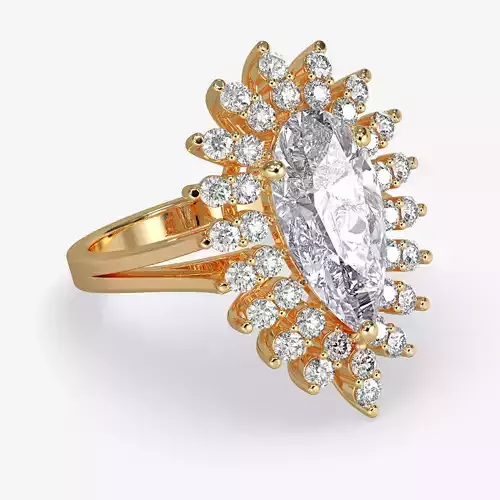GG-0019 gold ring with marquise cut diamond