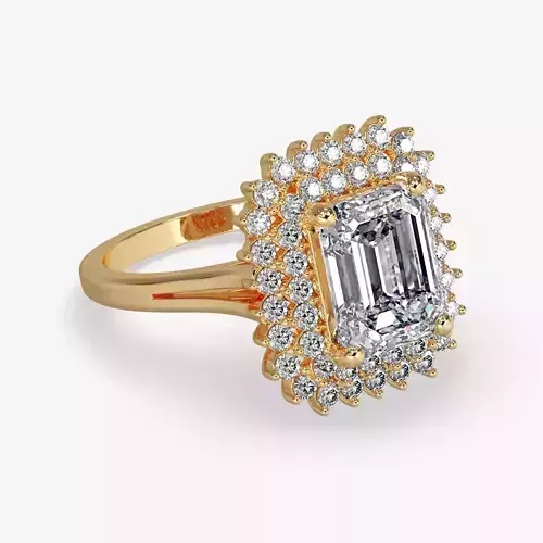 GG-0013 emerald cut diamond ring in rose gold